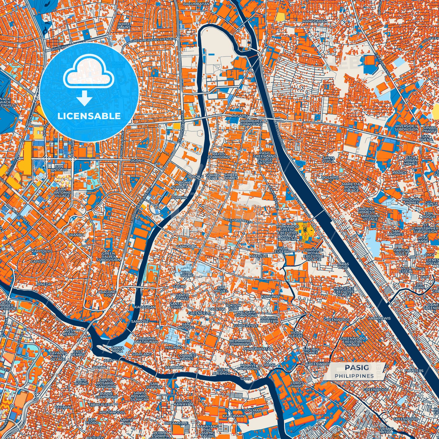 Canvas Print Template of Pasig Street Map