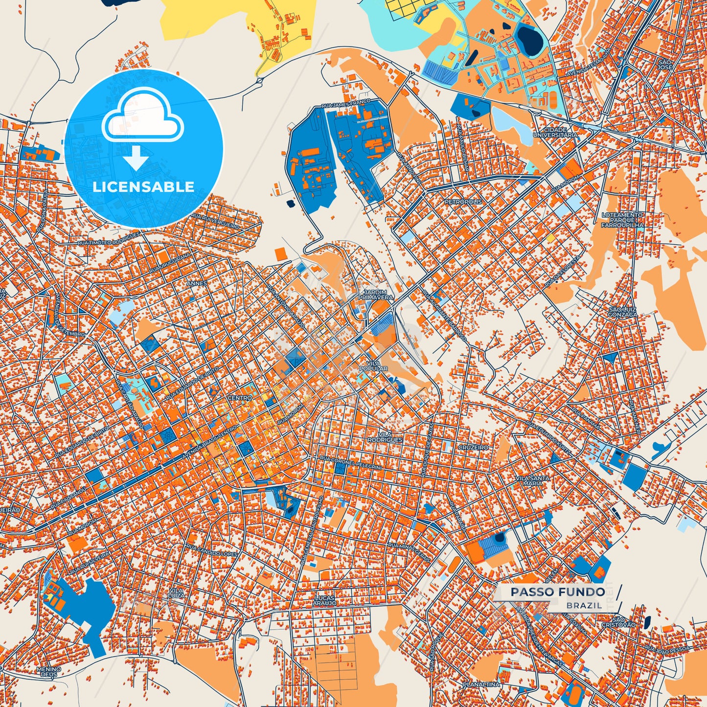 Canvas Print Template of Passo Fundo Street Map