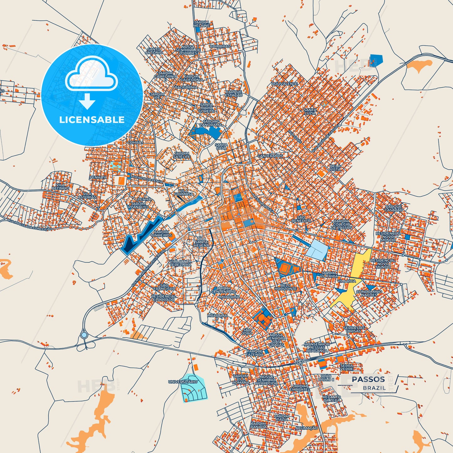 Canvas Print Template of Passos Street Map