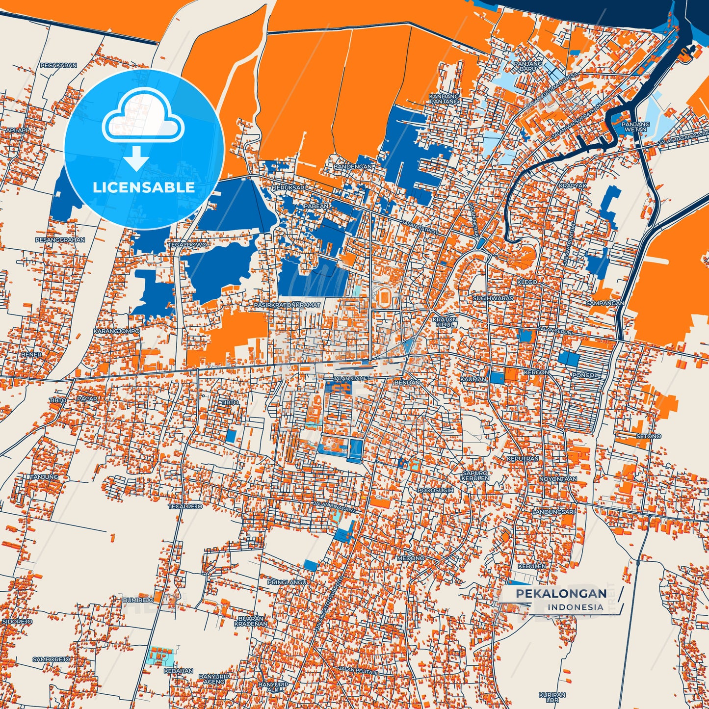 Canvas Print Template of Pekalongan Street Map