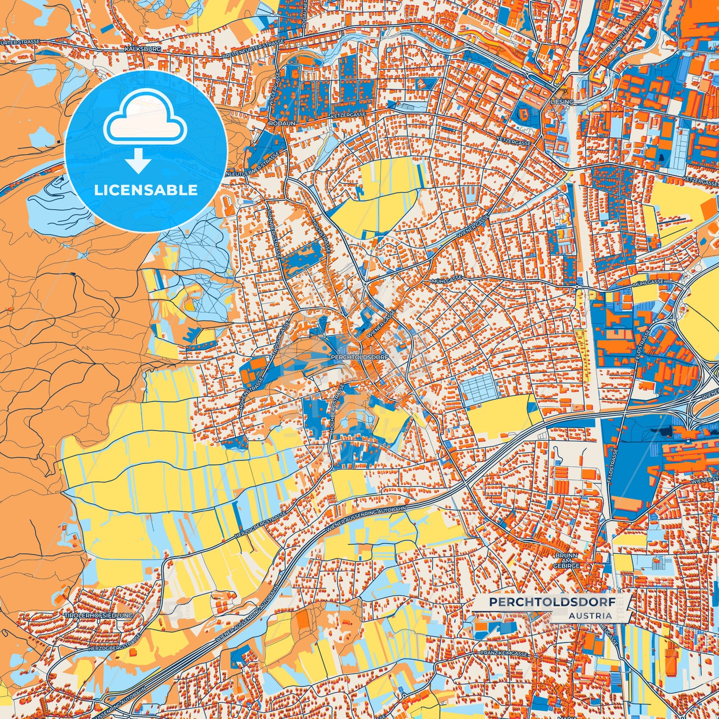 Canvas Print Template of Perchtoldsdorf Street Map