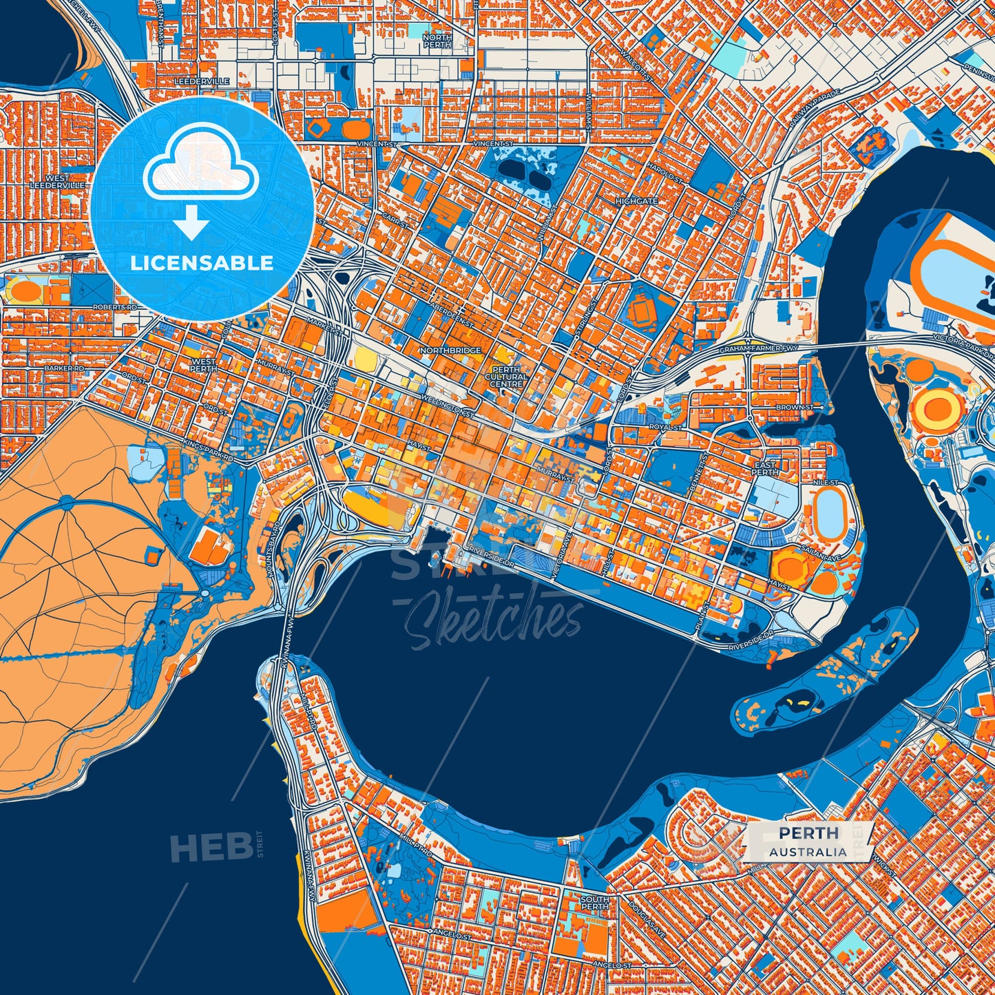 Canvas Print Template of Perth Street Map