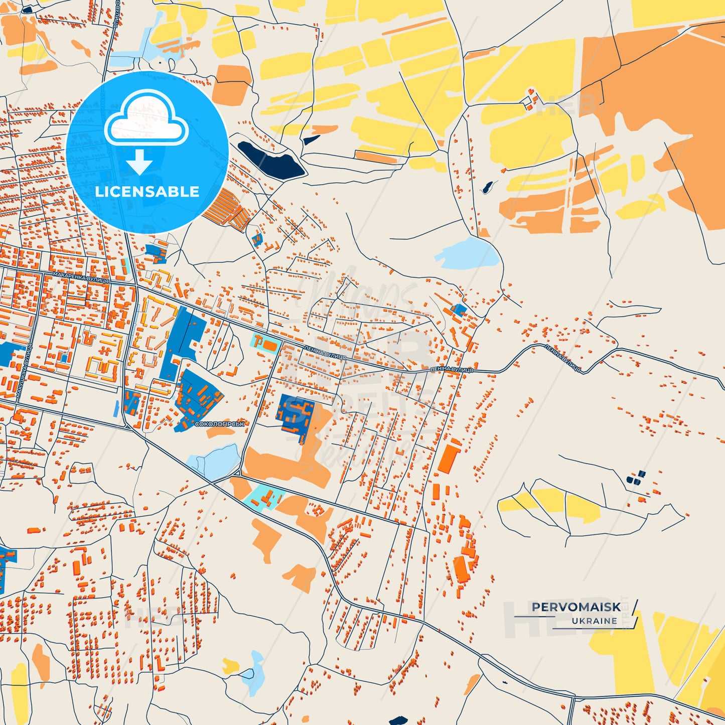 Canvas Print Template of Pervomaisk Street Map