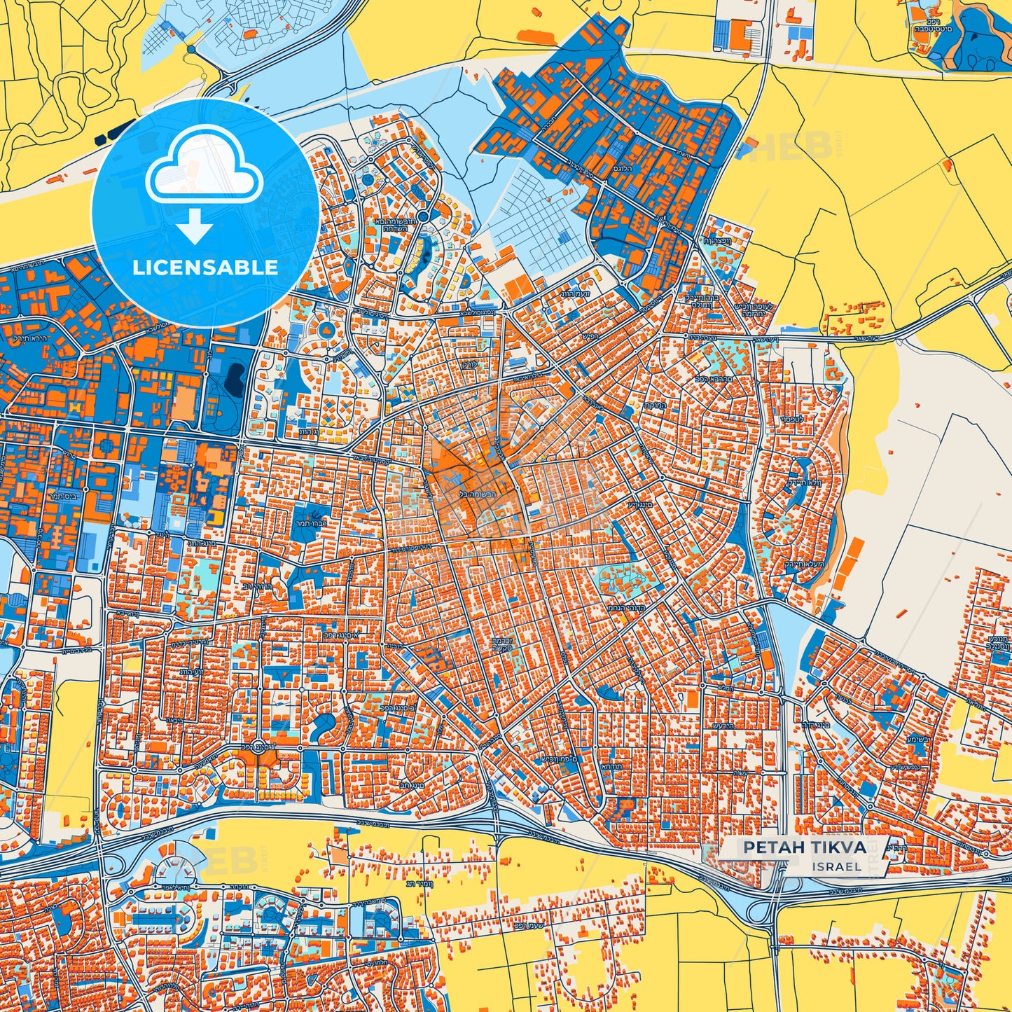 Canvas Print Template of Petah Tikva Street Map