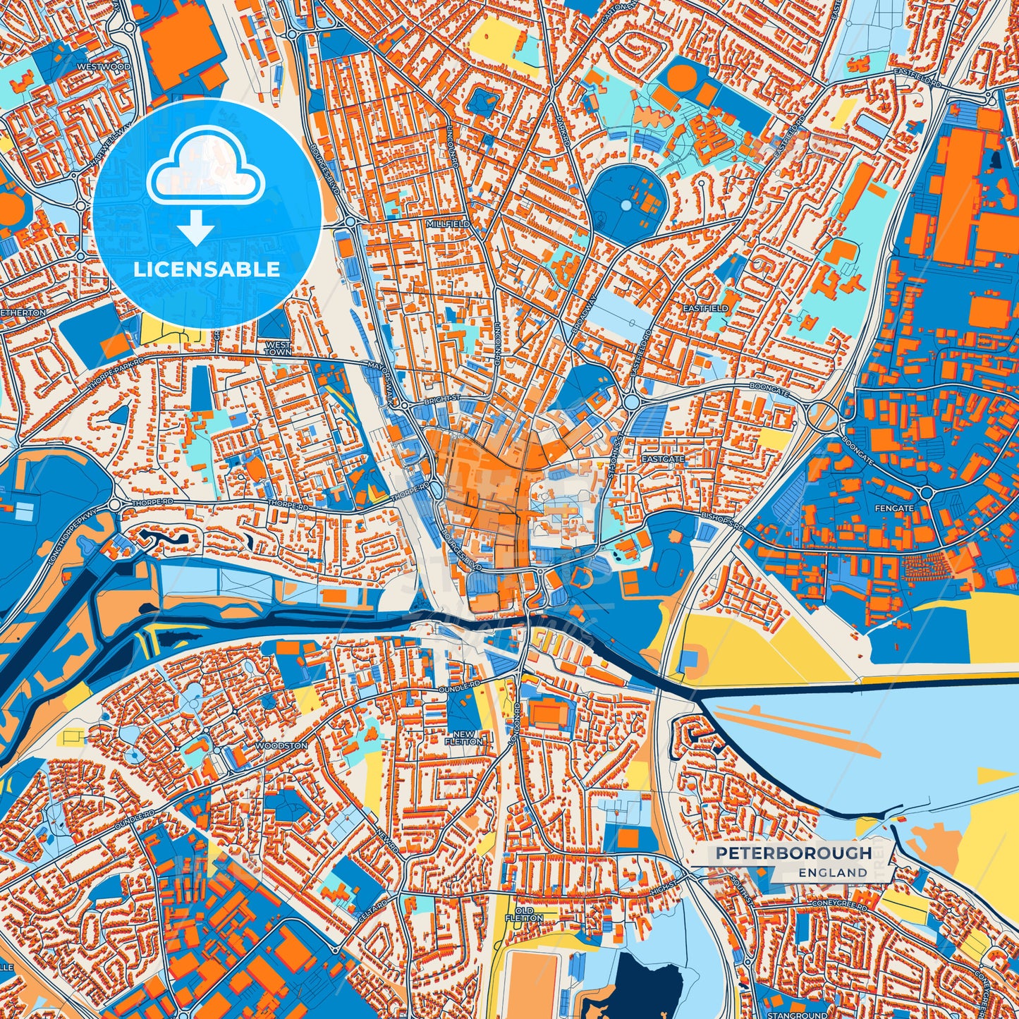 Canvas Print Template of Peterborough Street Map