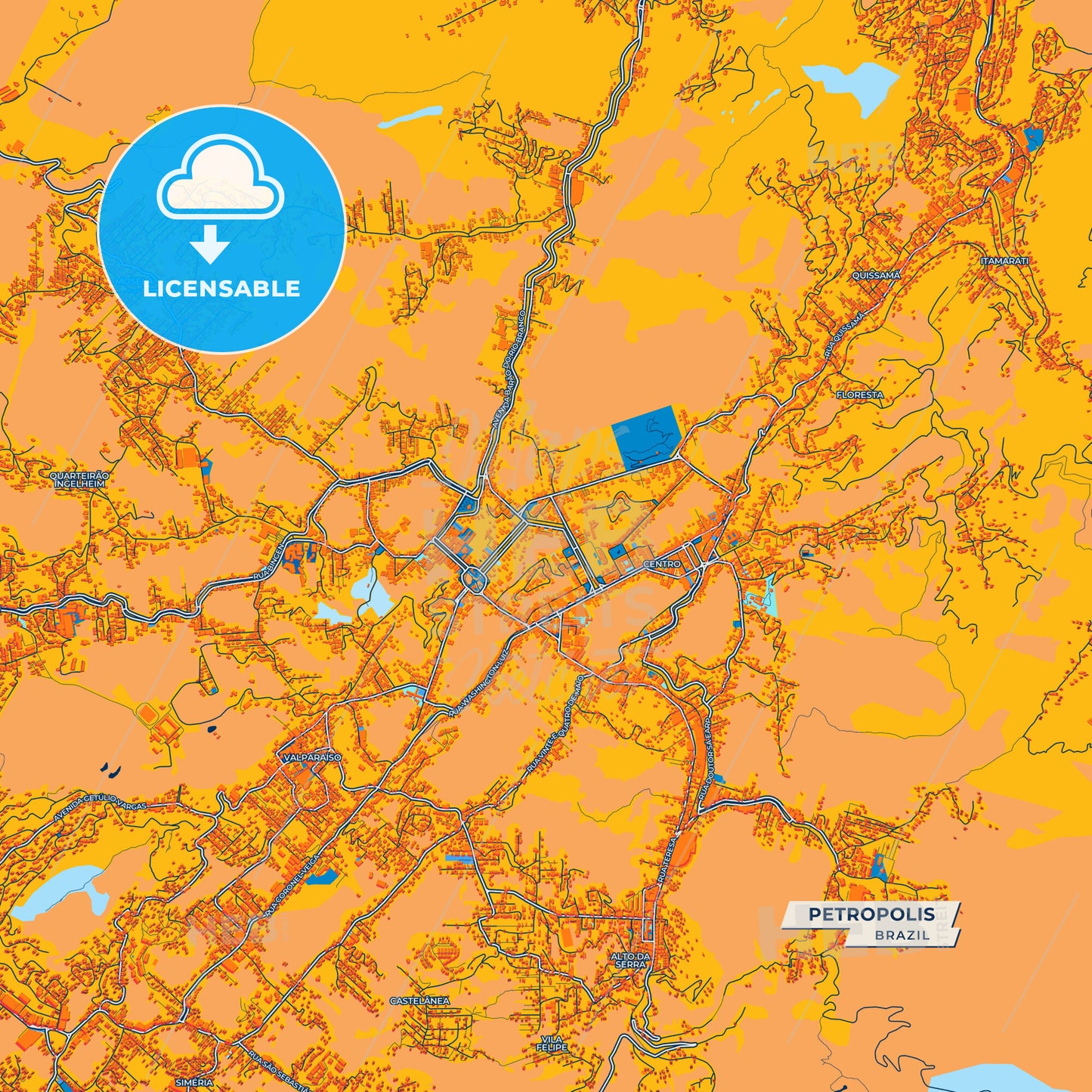 Canvas Print Template of Petropolis Street Map
