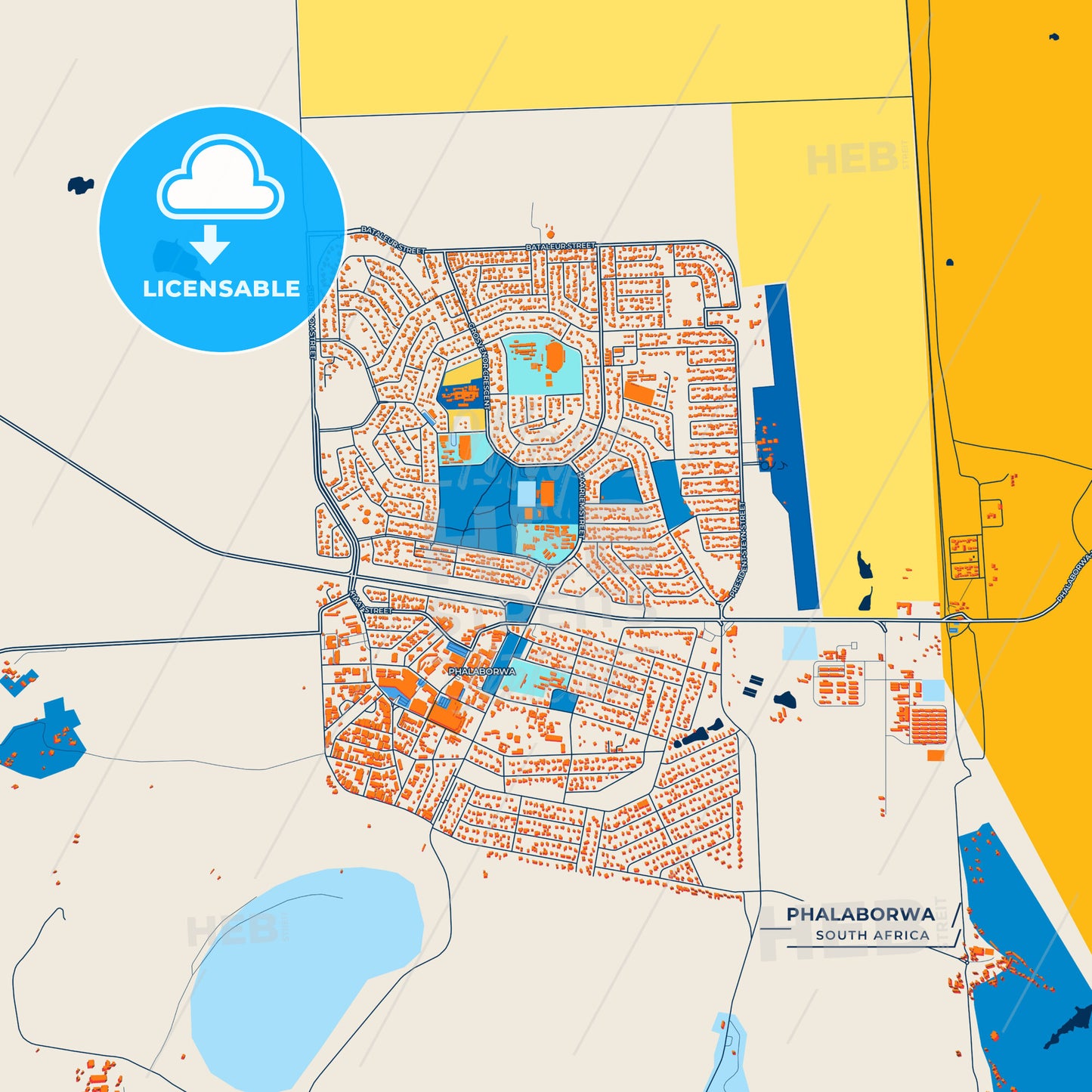 Canvas Print Template of Phalaborwa Street Map