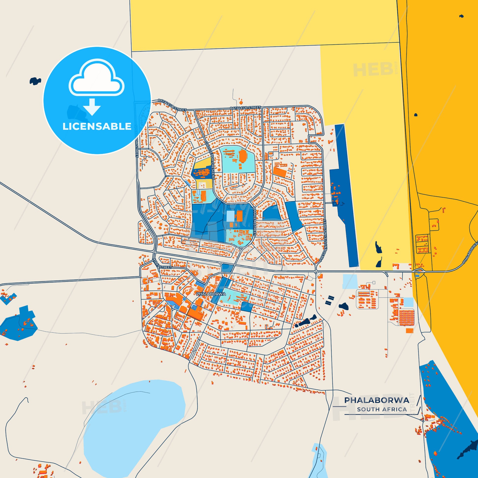 Canvas Print Template of Phalaborwa Street Map