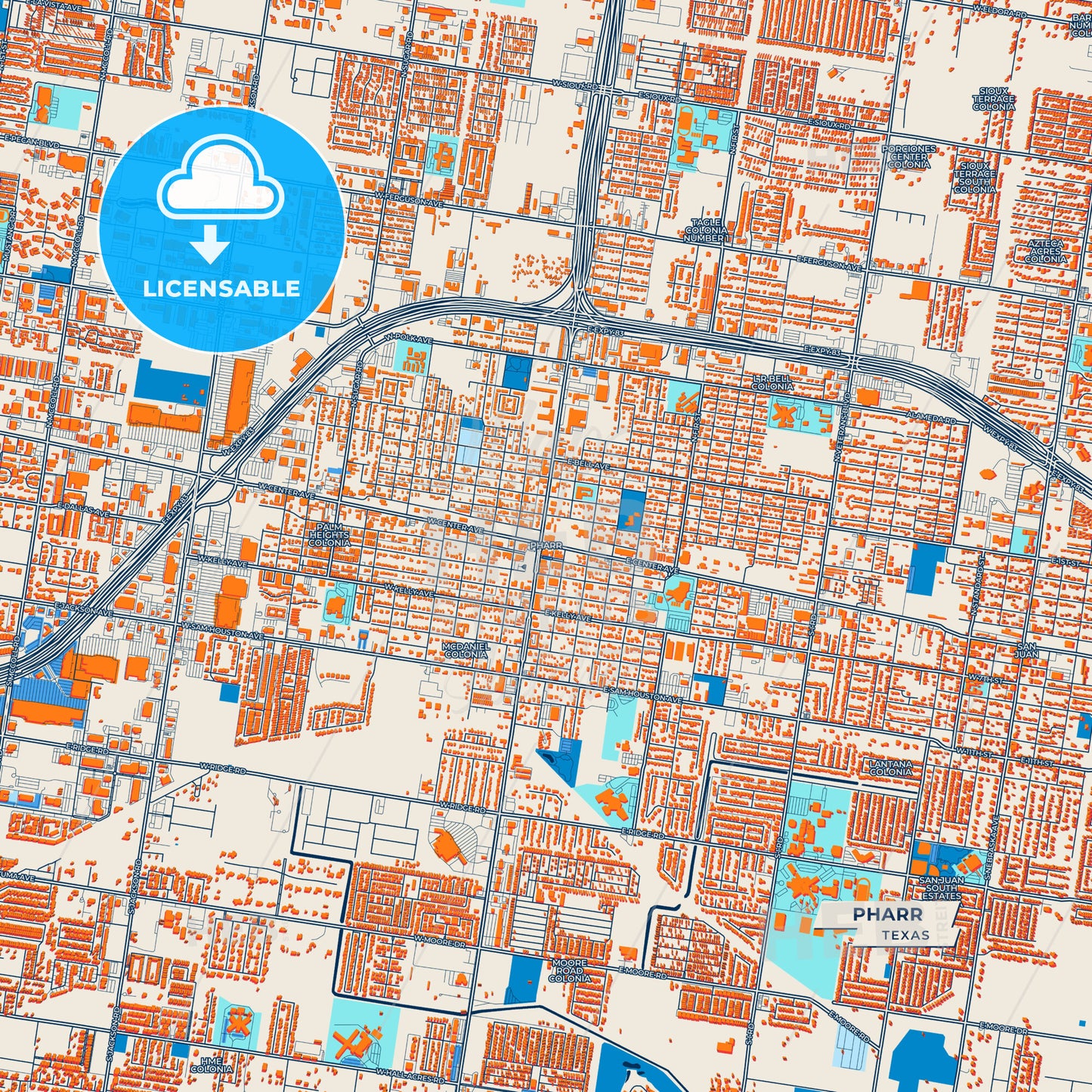 Canvas Print Template of Pharr Street Map