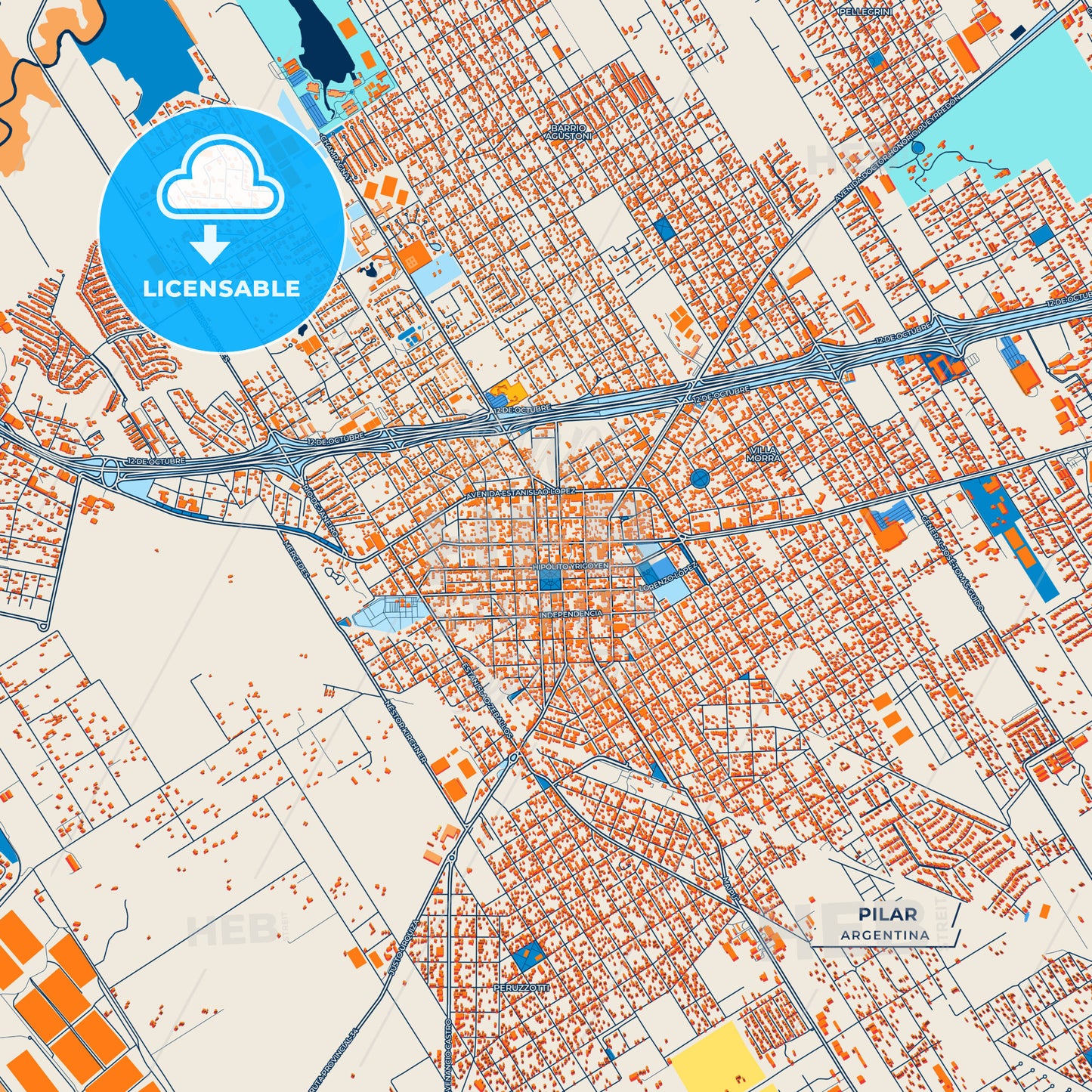 Canvas Print Template of Pilar Street Map