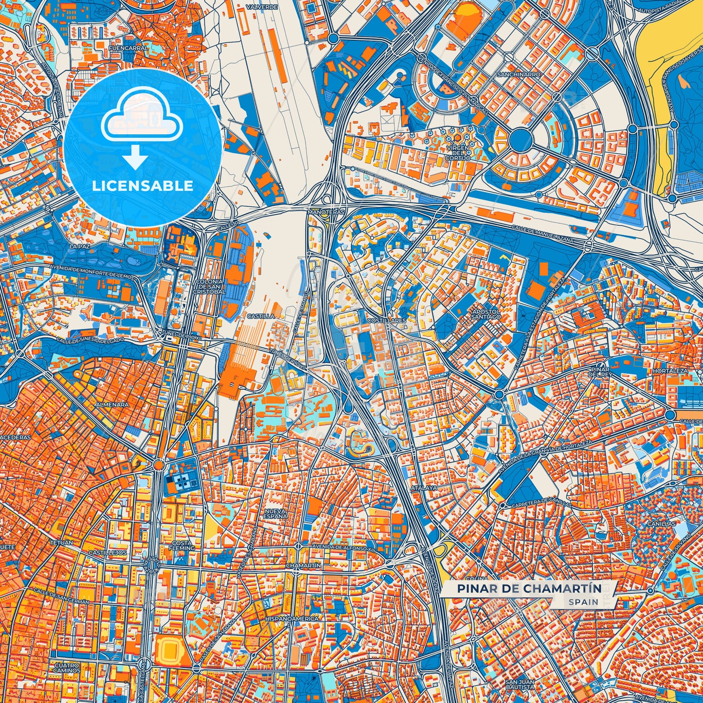 Canvas Print Template of Pinar de Chamartín Street Map