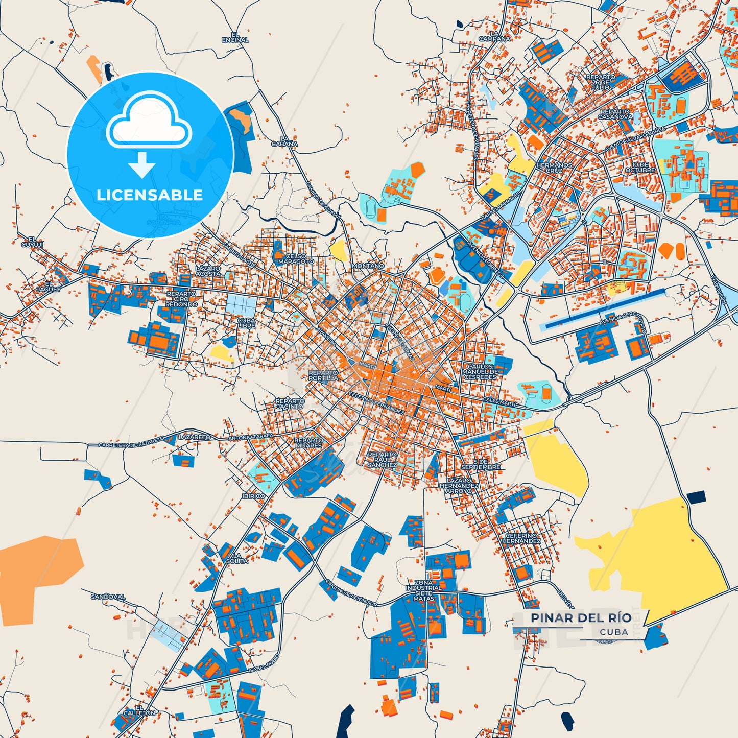 Canvas Print Template of Pinar del Río Street Map