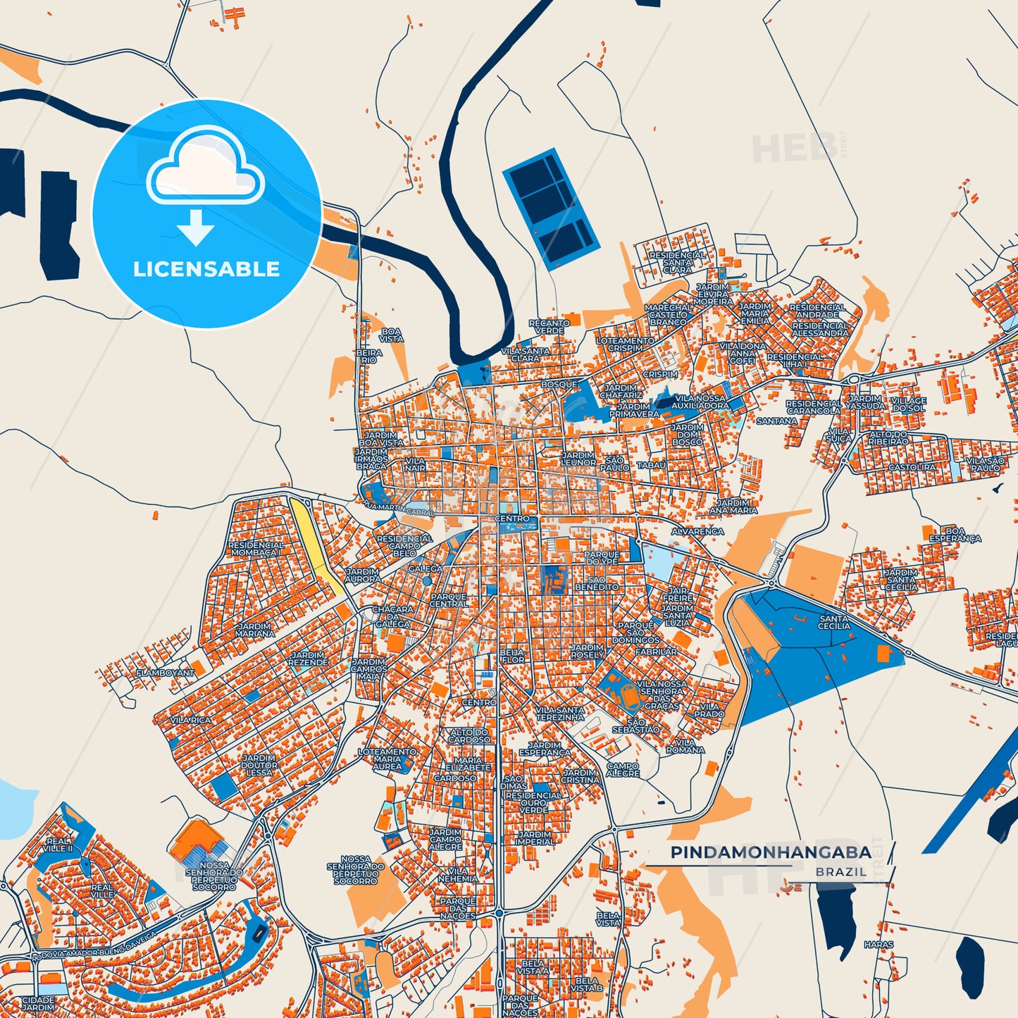 Canvas Print Template of Pindamonhangaba Street Map