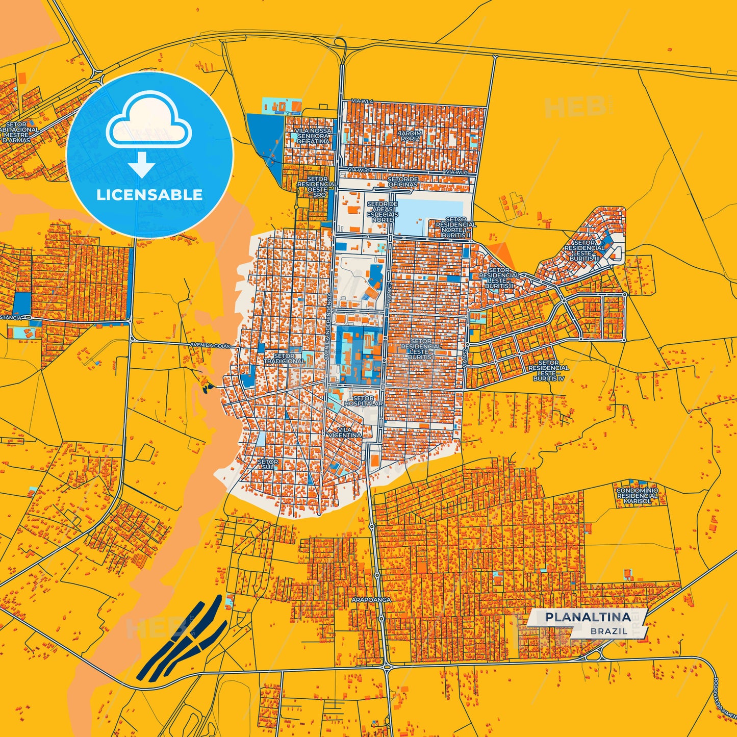Canvas Print Template of Planaltina Street Map