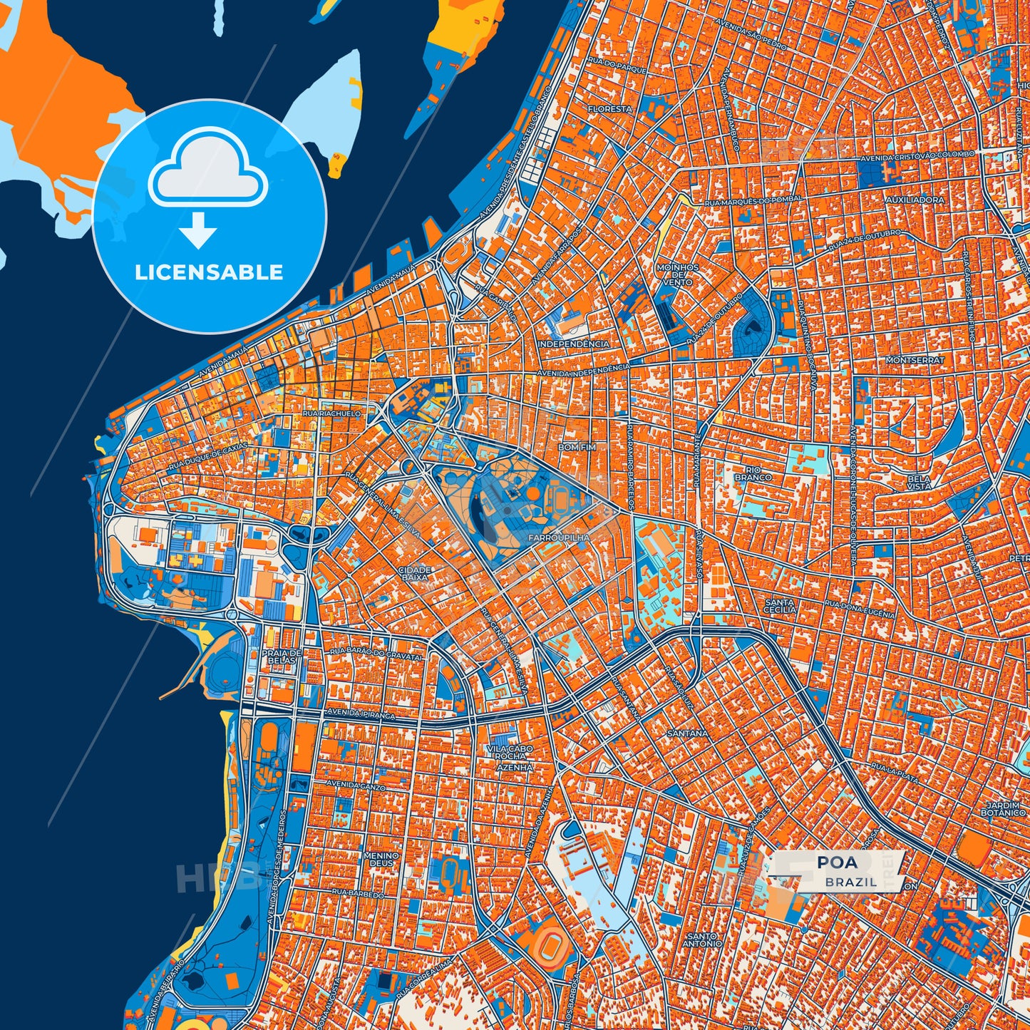 Canvas Print Template of Poa Street Map