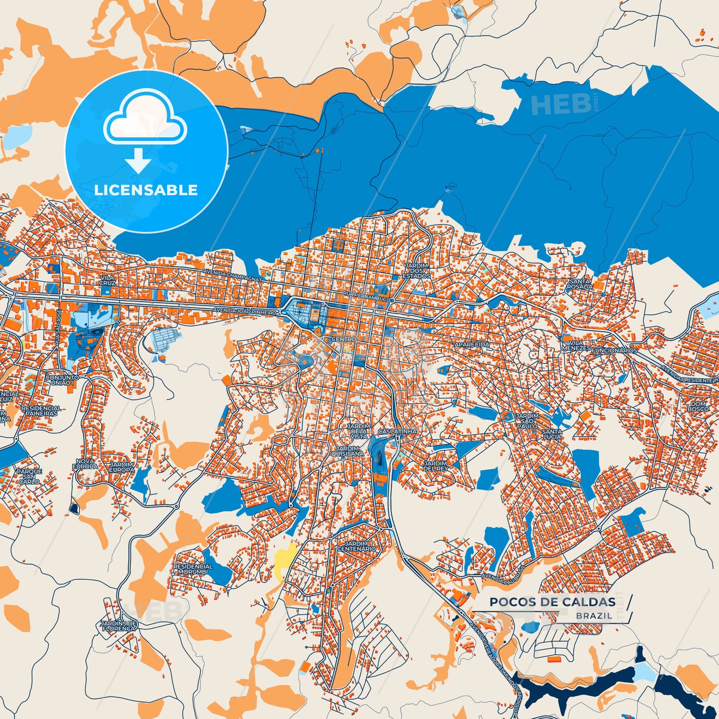 Canvas Print Template of Pocos de Caldas Street Map