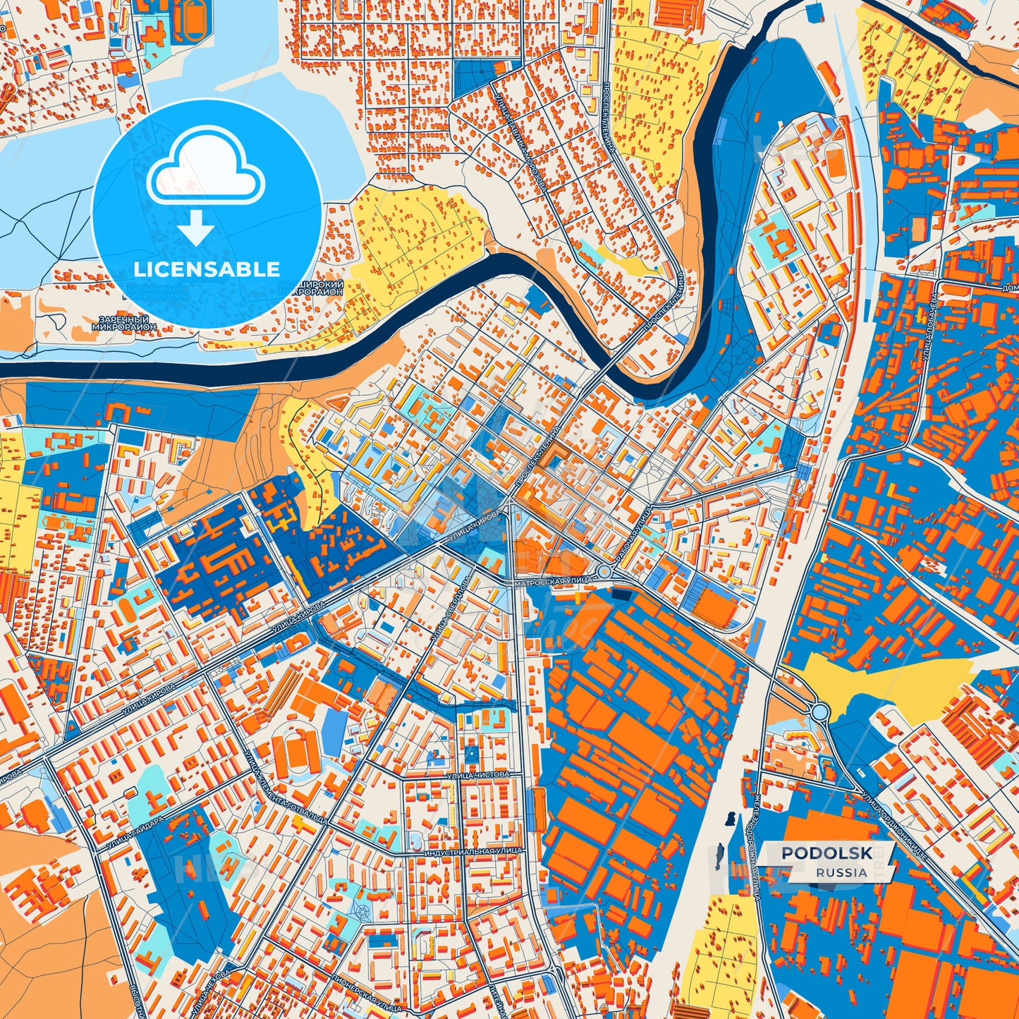 Canvas Print Template of Podolsk Street Map