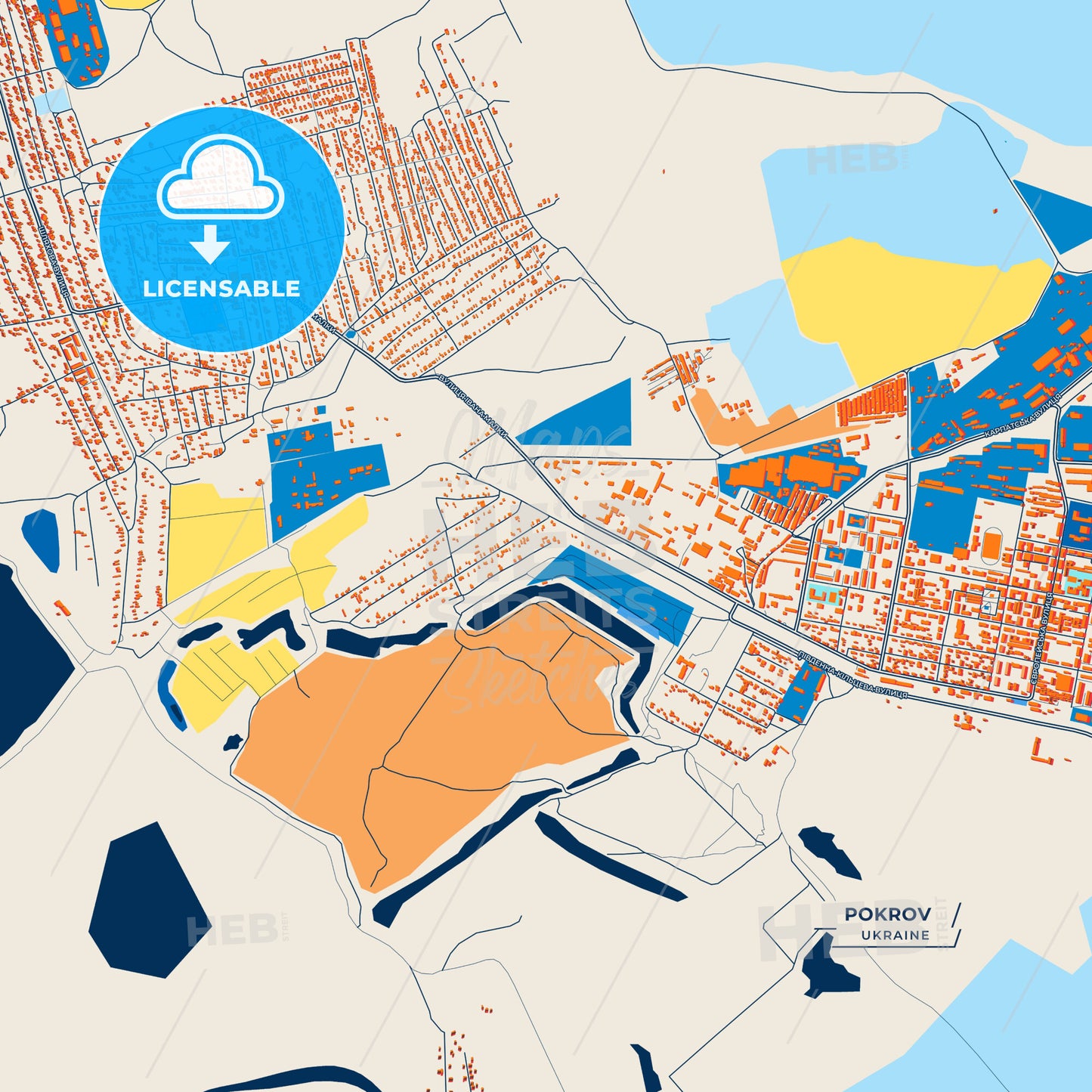 Canvas Print Template of Pokrov Street Map