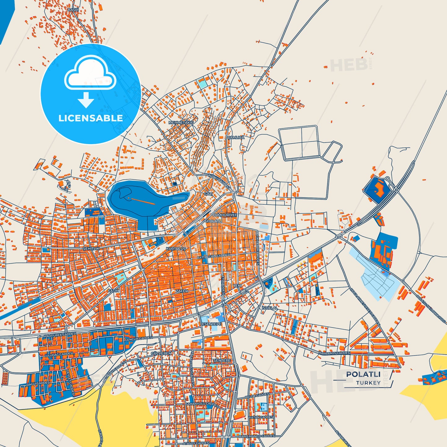 Canvas Print Template of Polatlı Street Map