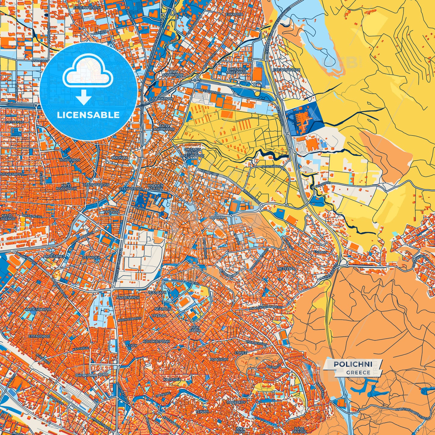 Canvas Print Template of Polichni Street Map