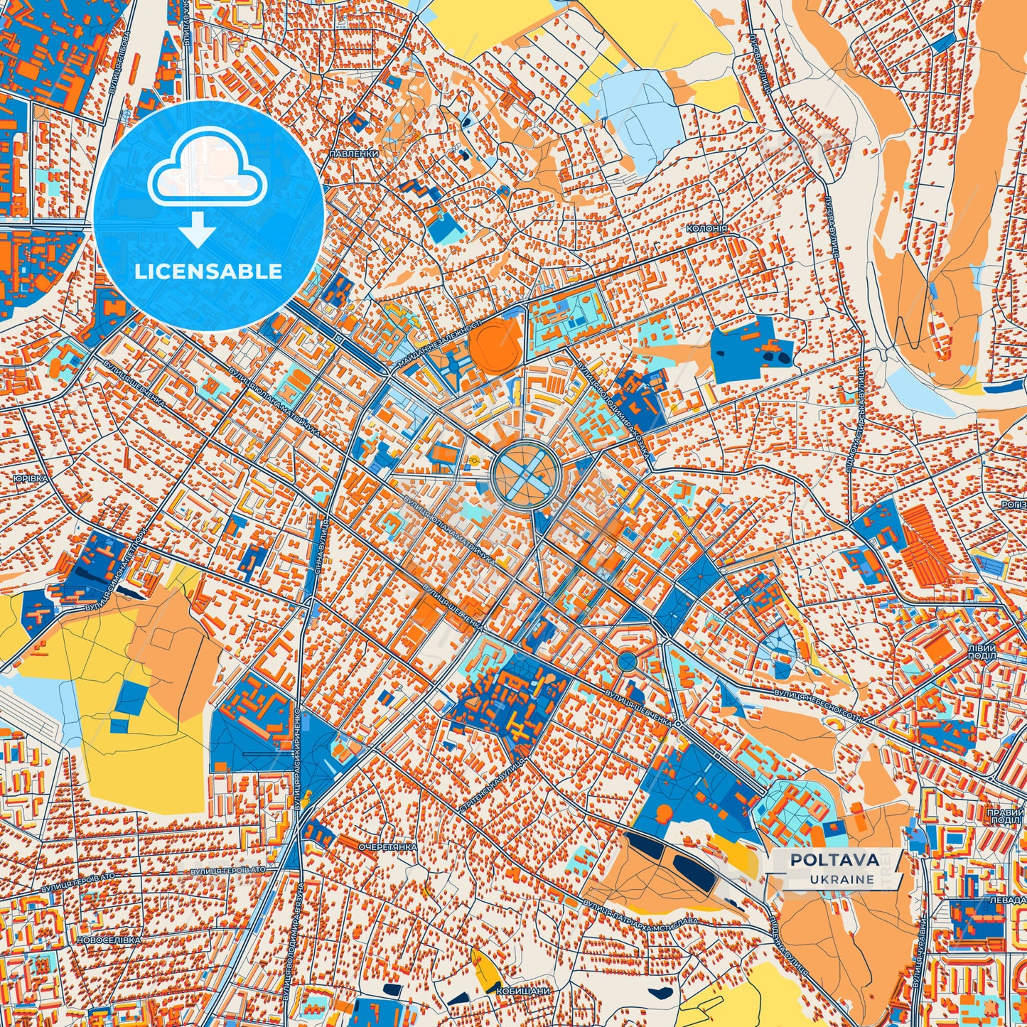 Canvas Print Template of Poltava Street Map