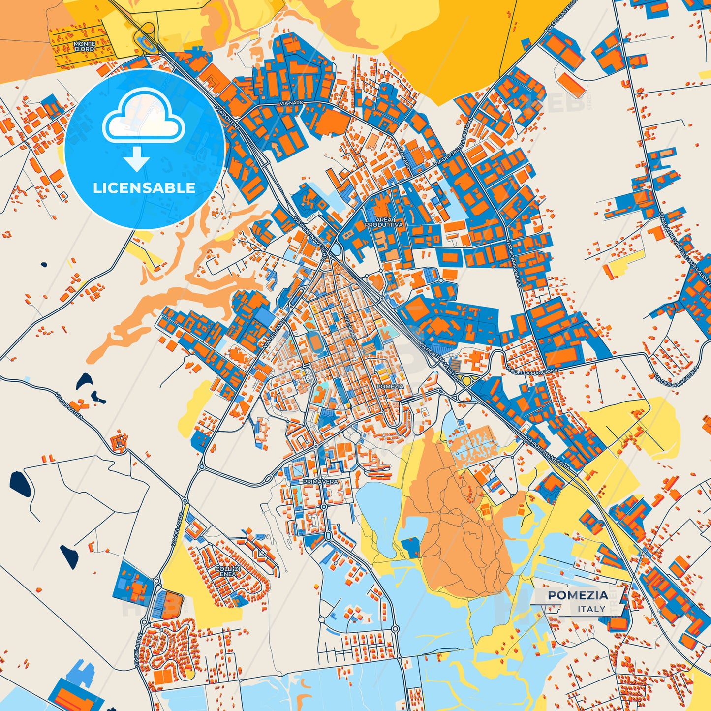 Canvas Print Template of Pomezia Street Map