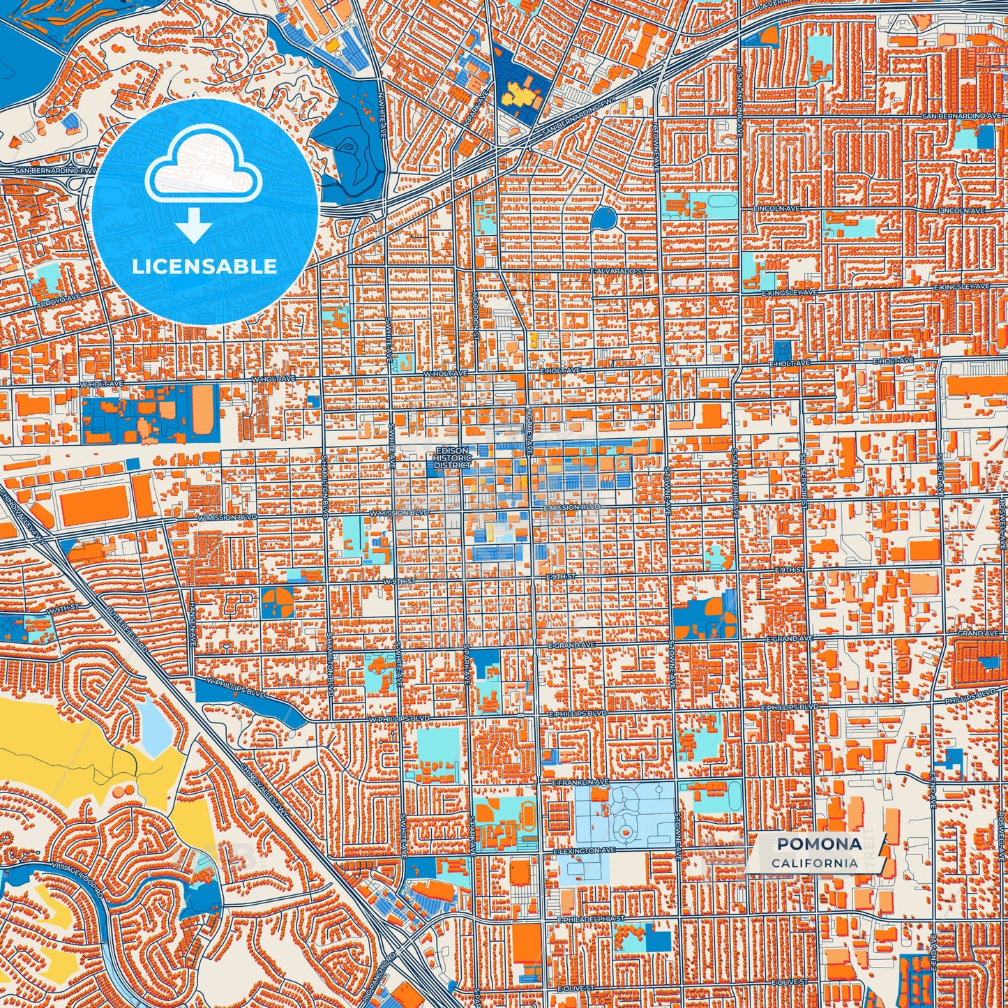 Canvas Print Template of Pomona Street Map