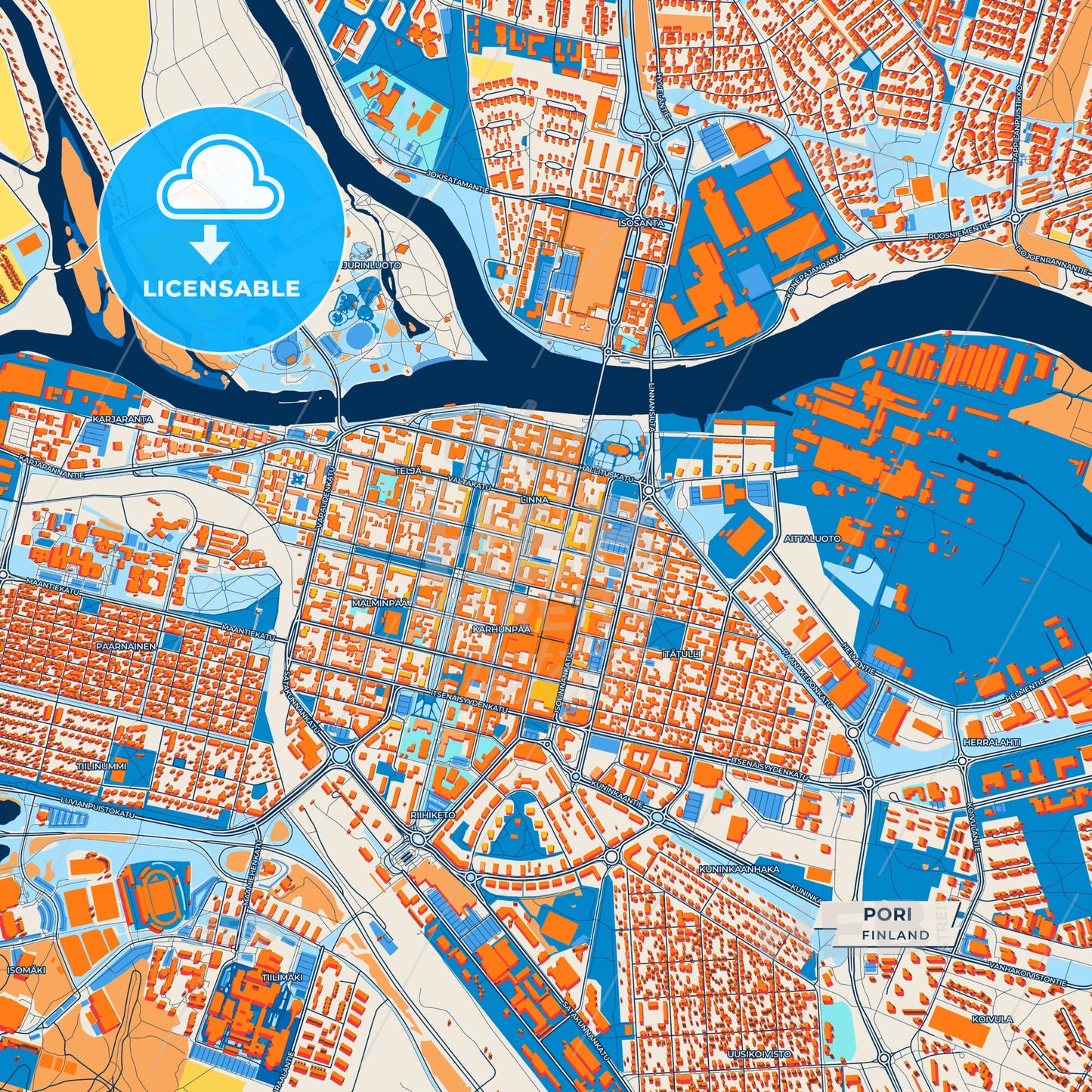 Canvas Print Template of Pori Street Map