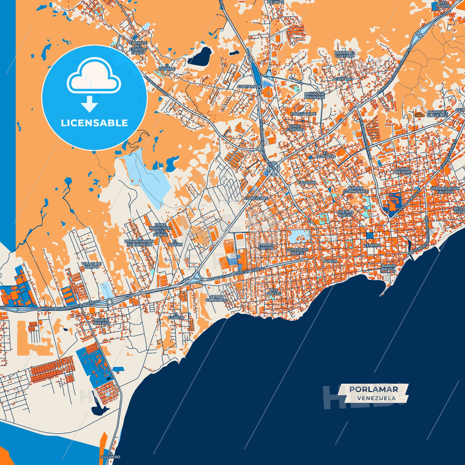 Canvas Print Template of Porlamar Street Map