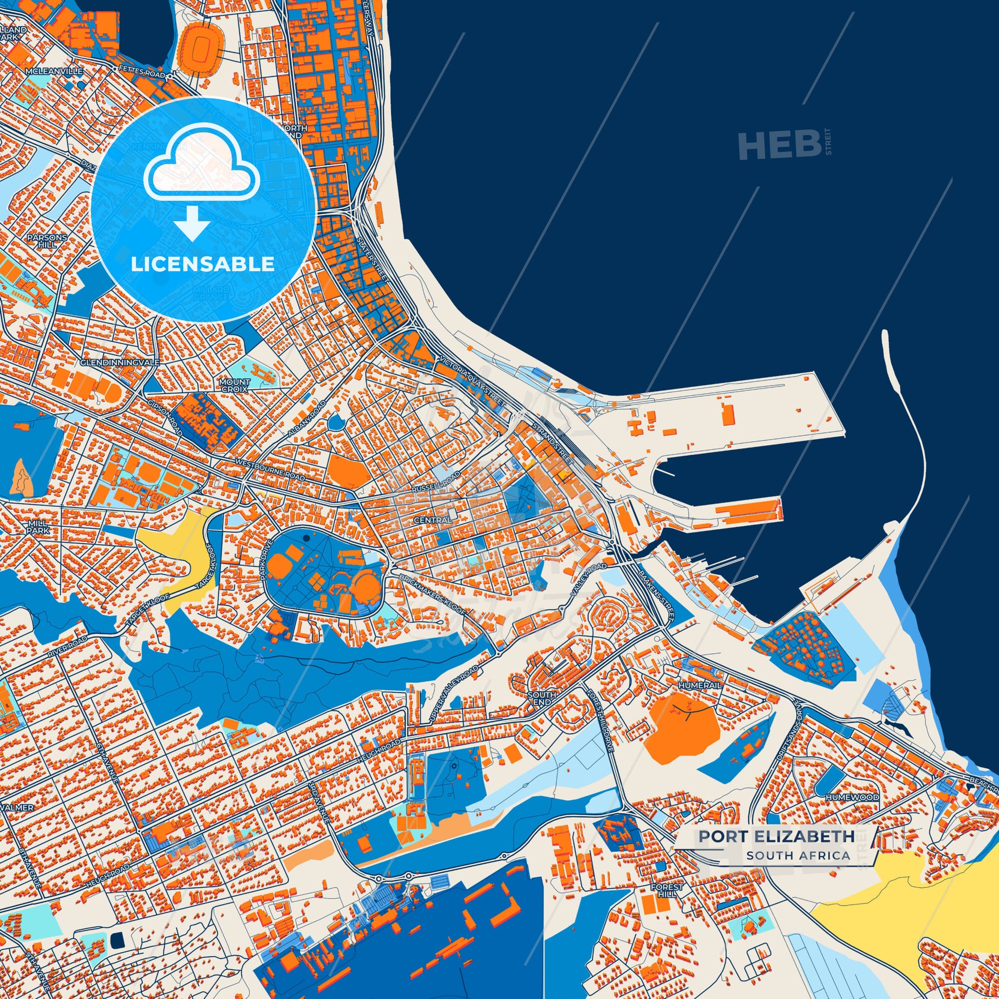 Canvas Print Template of Port Elizabeth Street Map