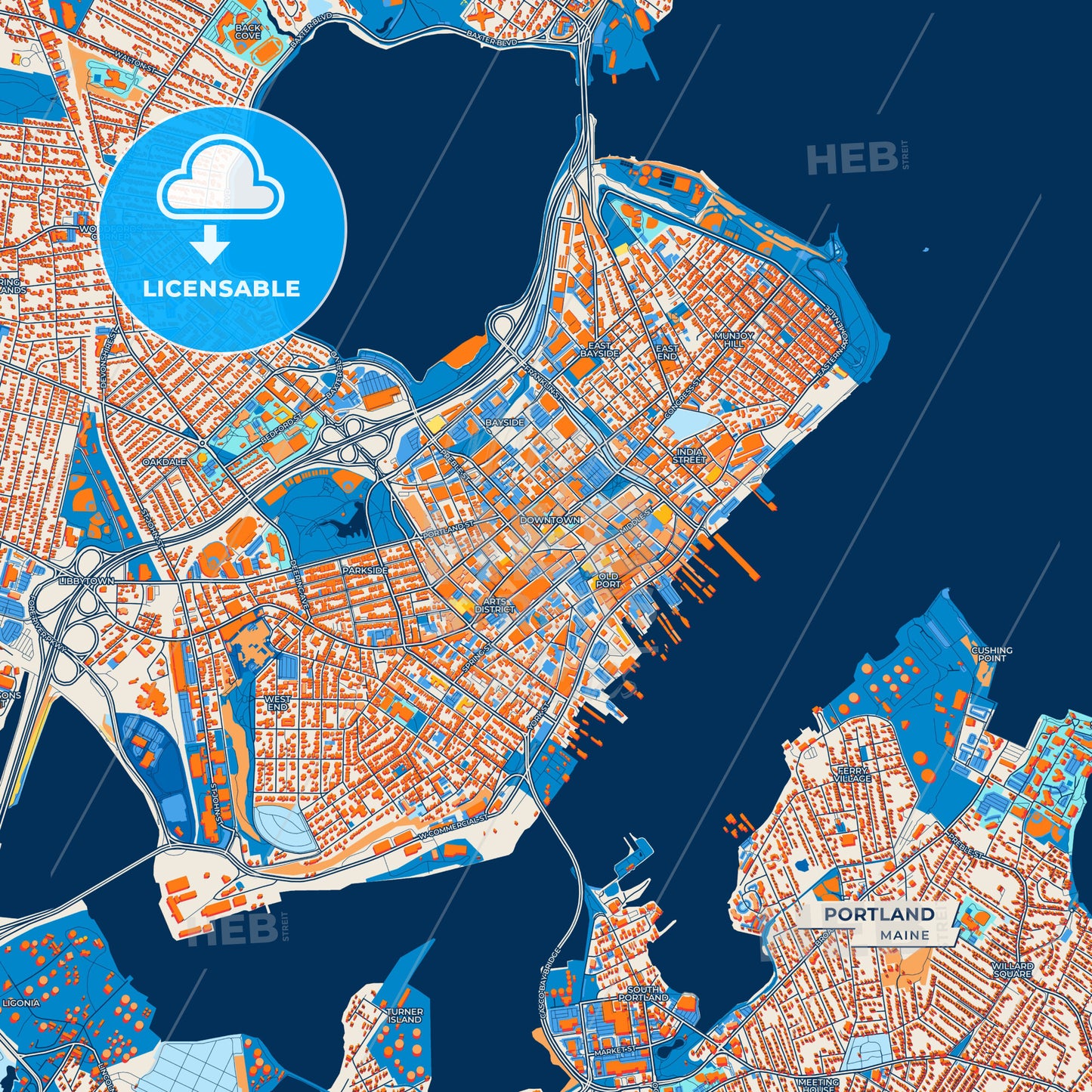 Canvas Print Template of Portland Street Map