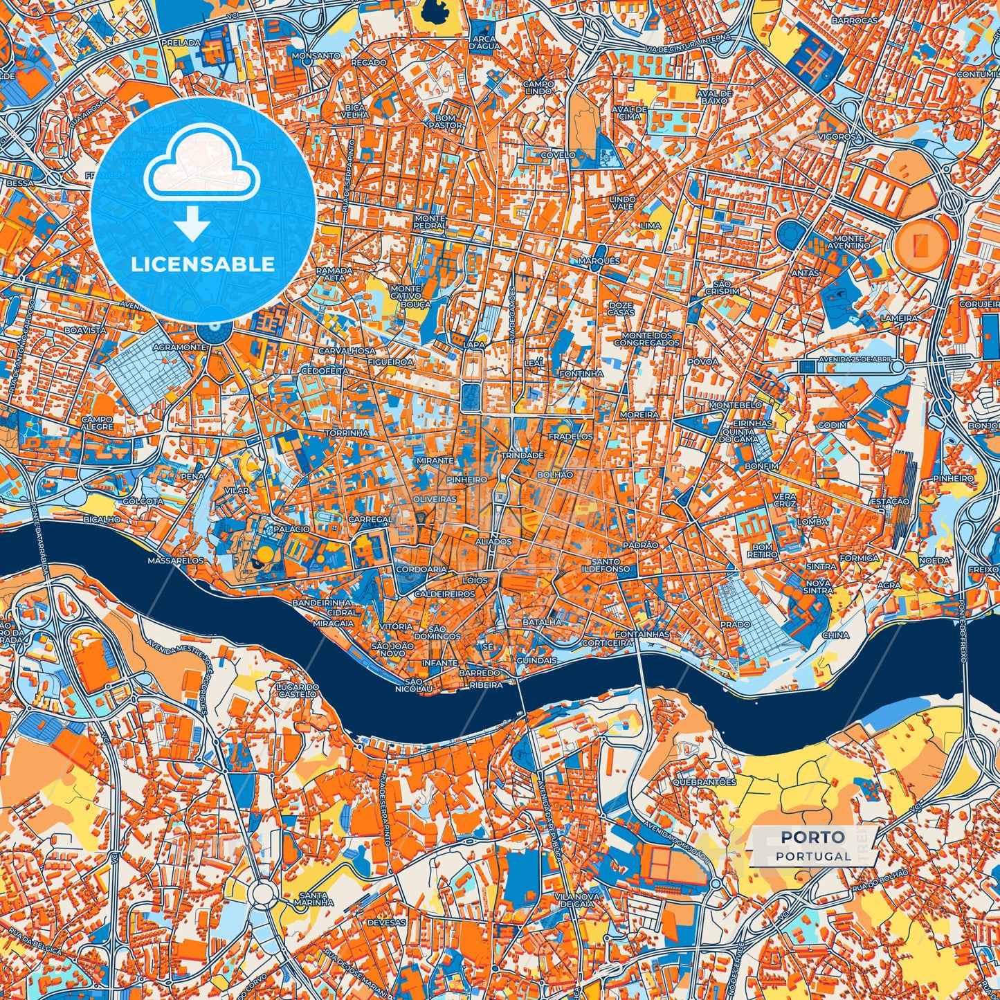 Canvas Print Template of Porto Street Map