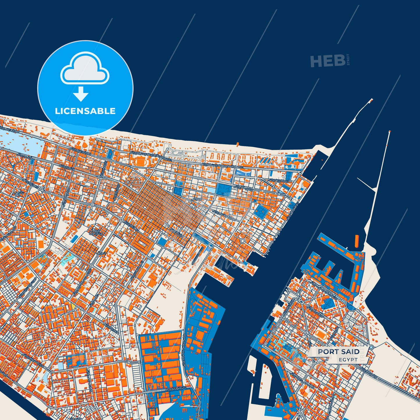 Canvas Print Template of Port Said Street Map