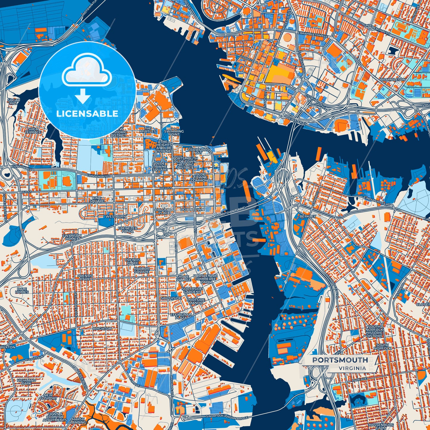 Canvas Print Template of Portsmouth Street Map