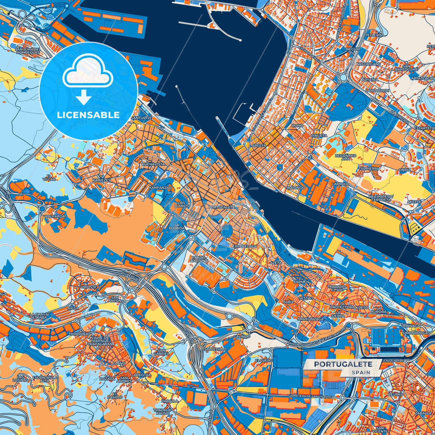 Canvas Print Template of Portugalete Street Map