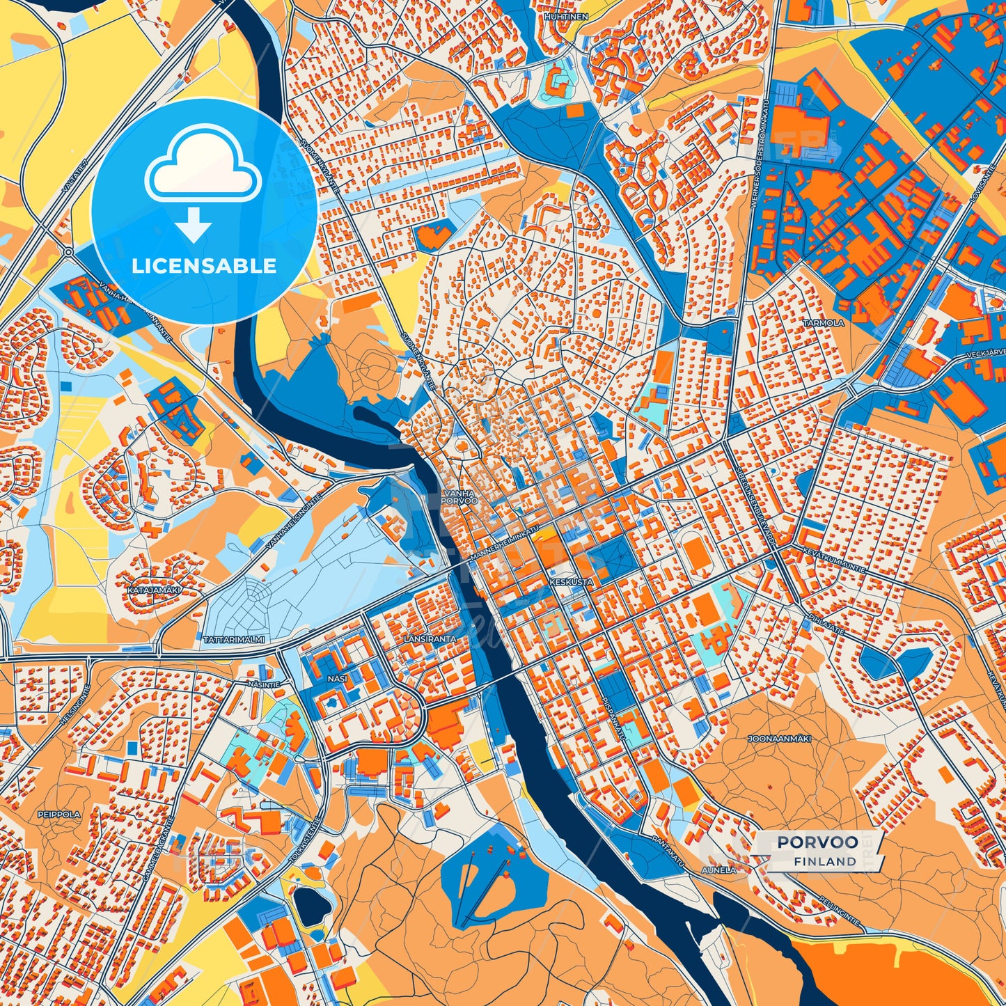 Canvas Print Template of Porvoo Street Map
