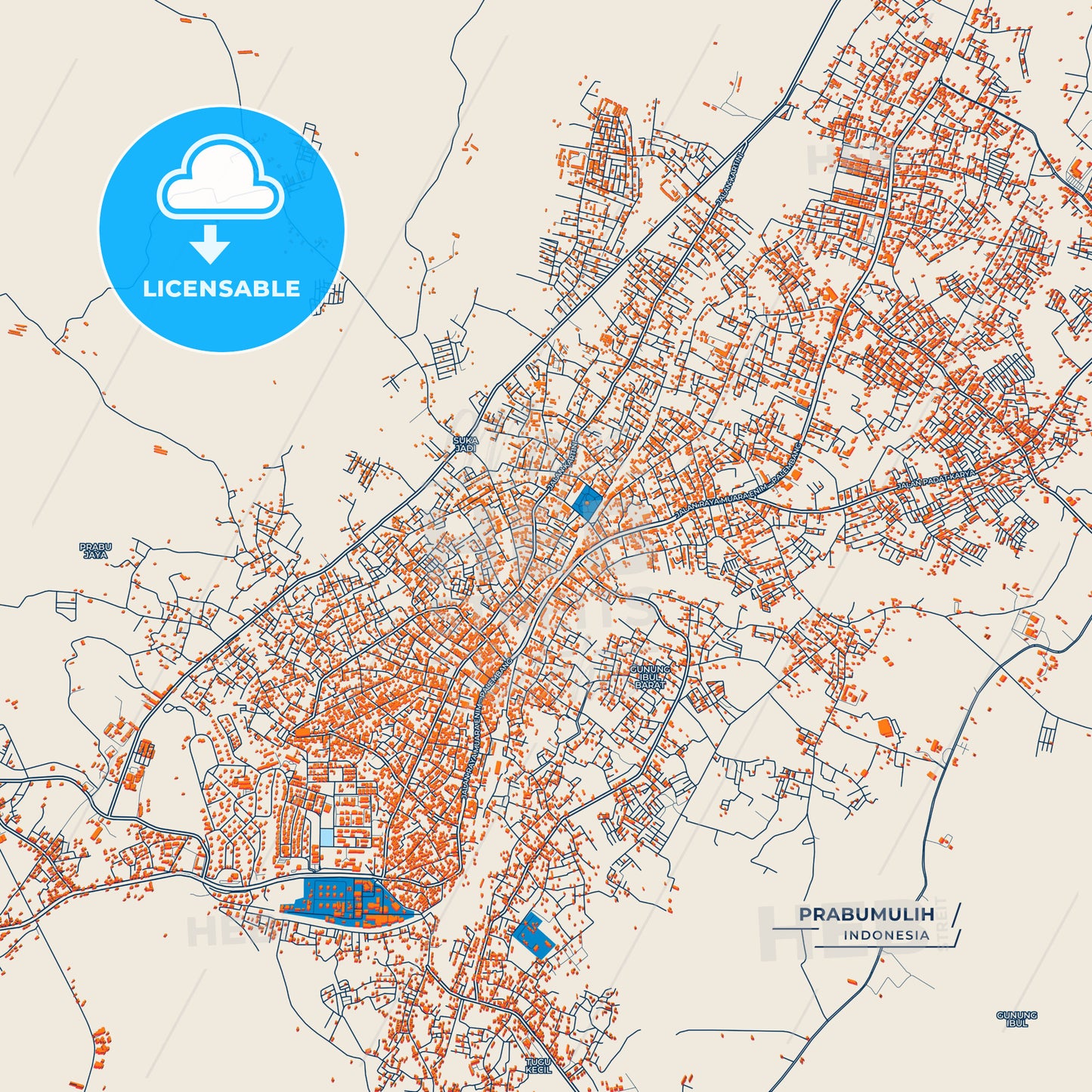 Canvas Print Template of Prabumulih Street Map
