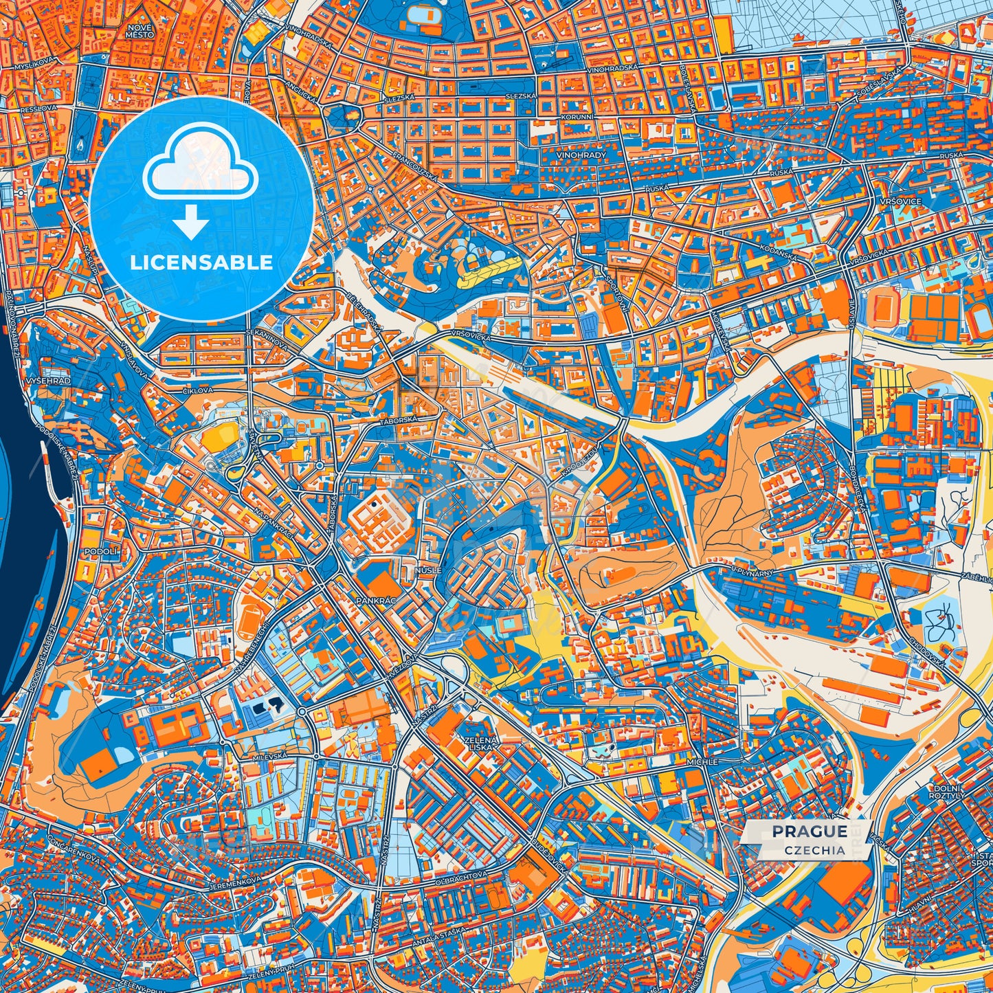 Canvas Print Template of Prague Street Map