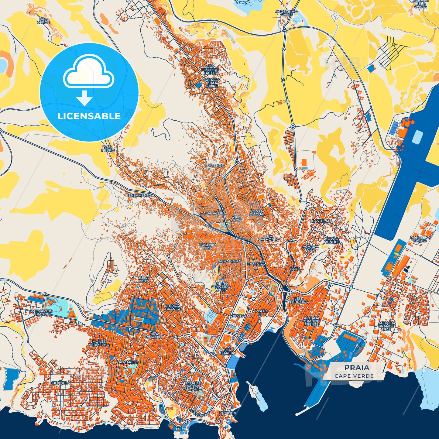 Canvas Print Template of Praia Street Map