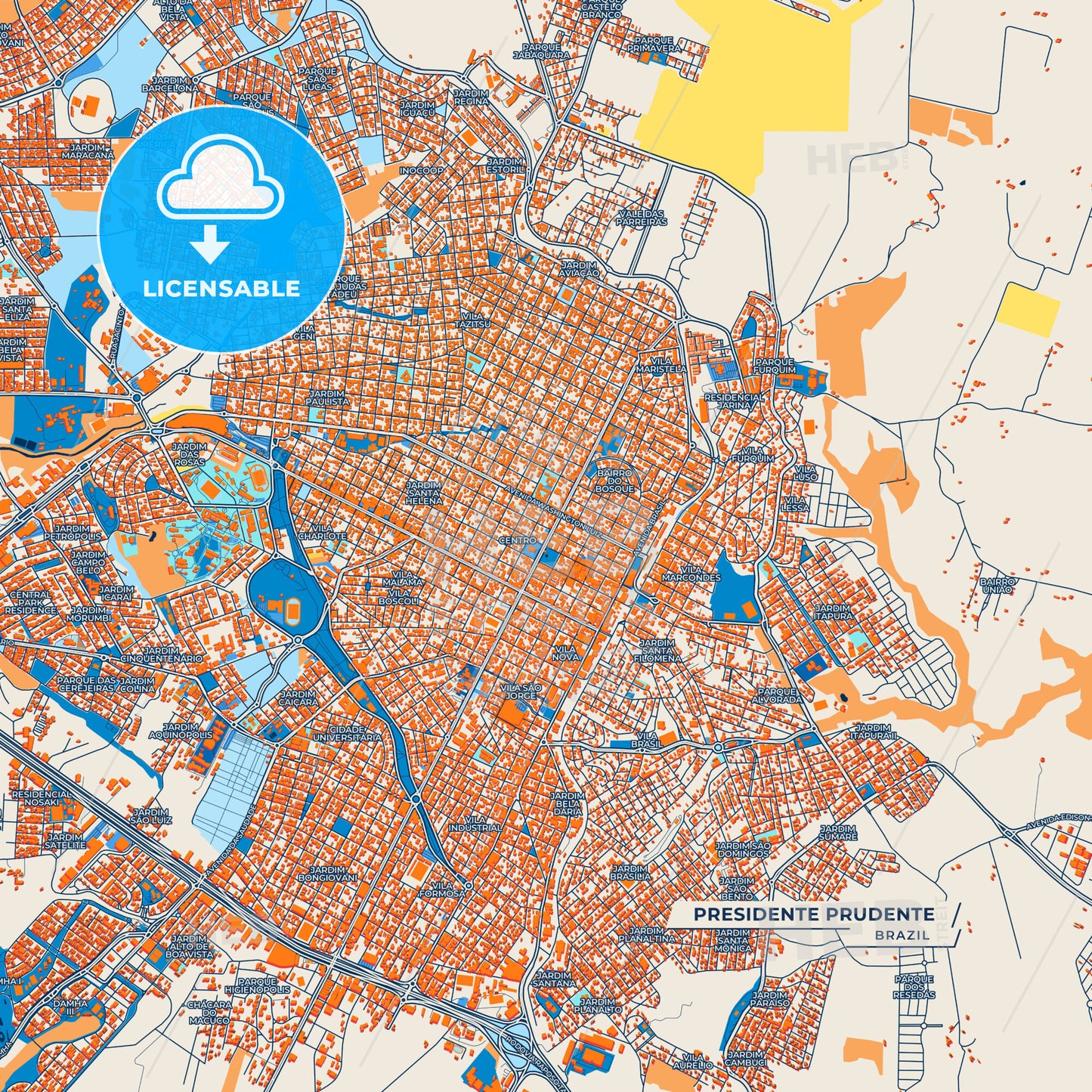 Canvas Print Template of Presidente Prudente Street Map