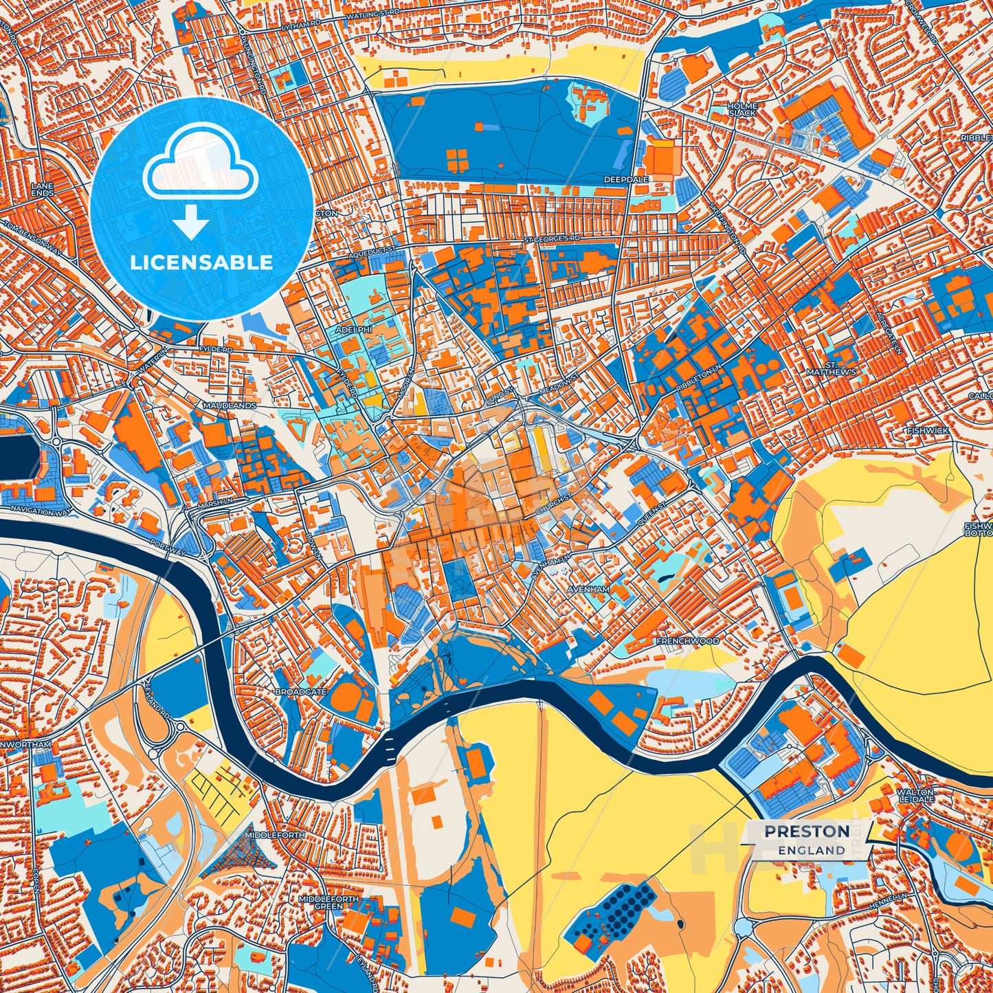 Canvas Print Template of Preston Street Map