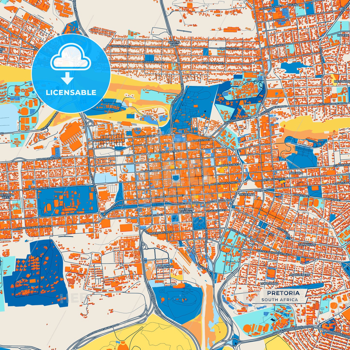 Canvas Print Template of Pretoria Street Map