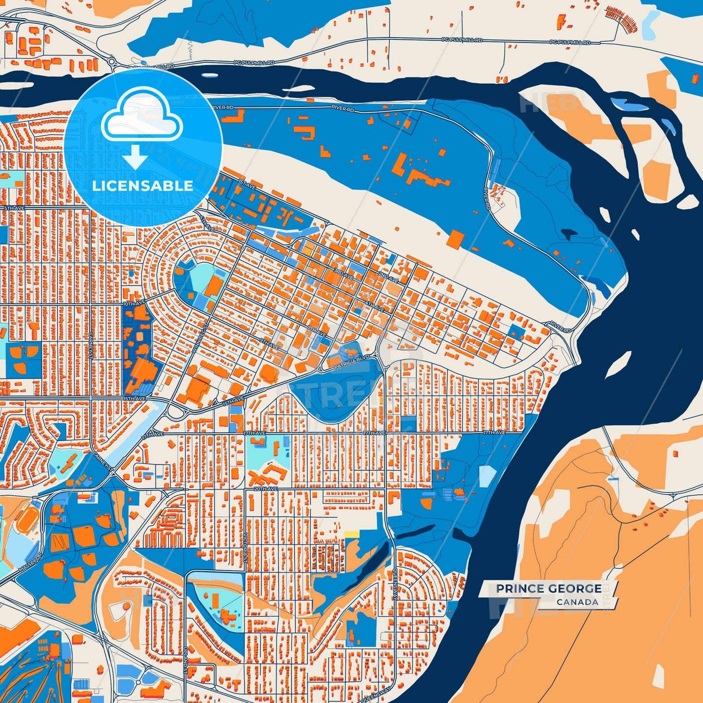 Canvas Print Template of Prince George Street Map
