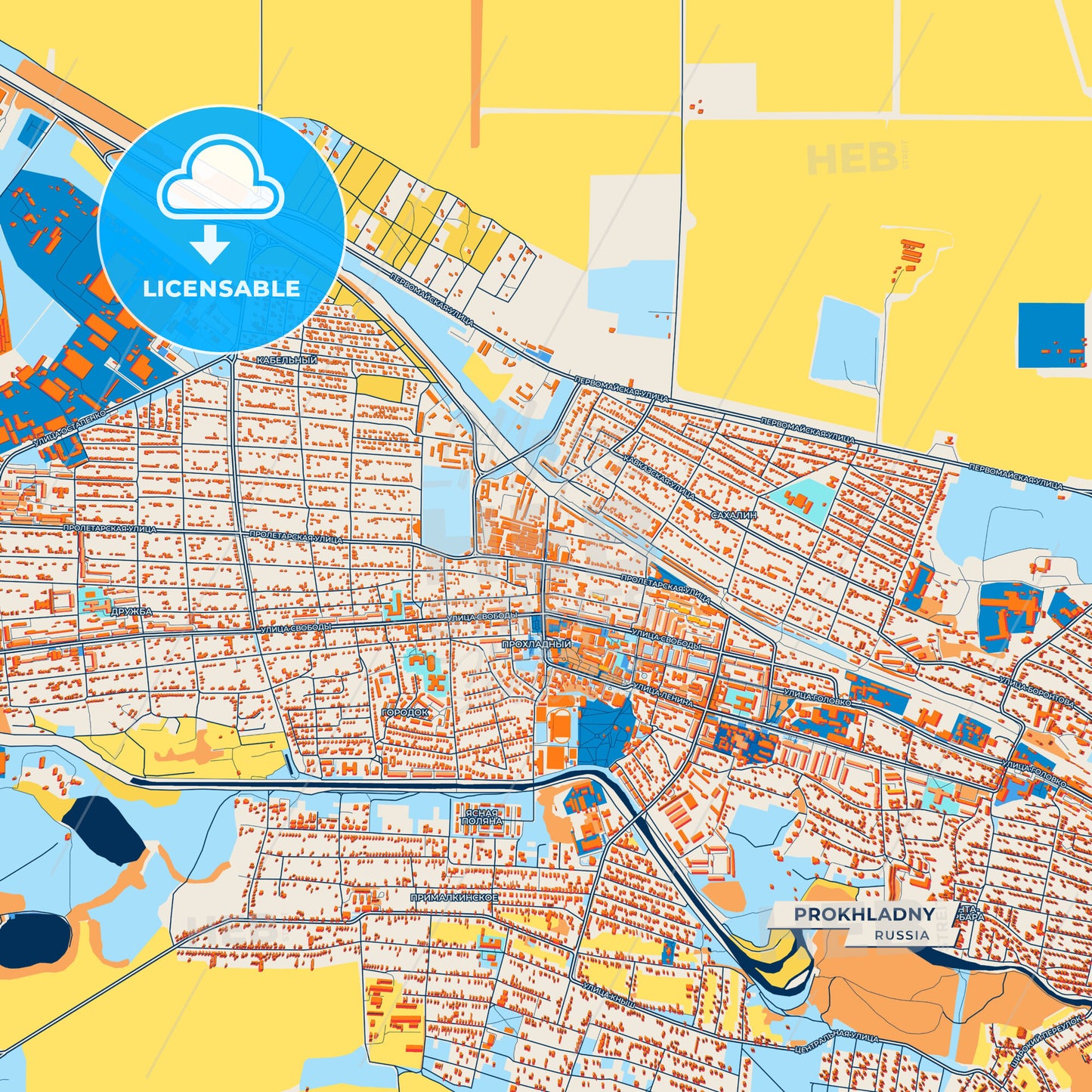 Canvas Print Template of Prokhladny Street Map