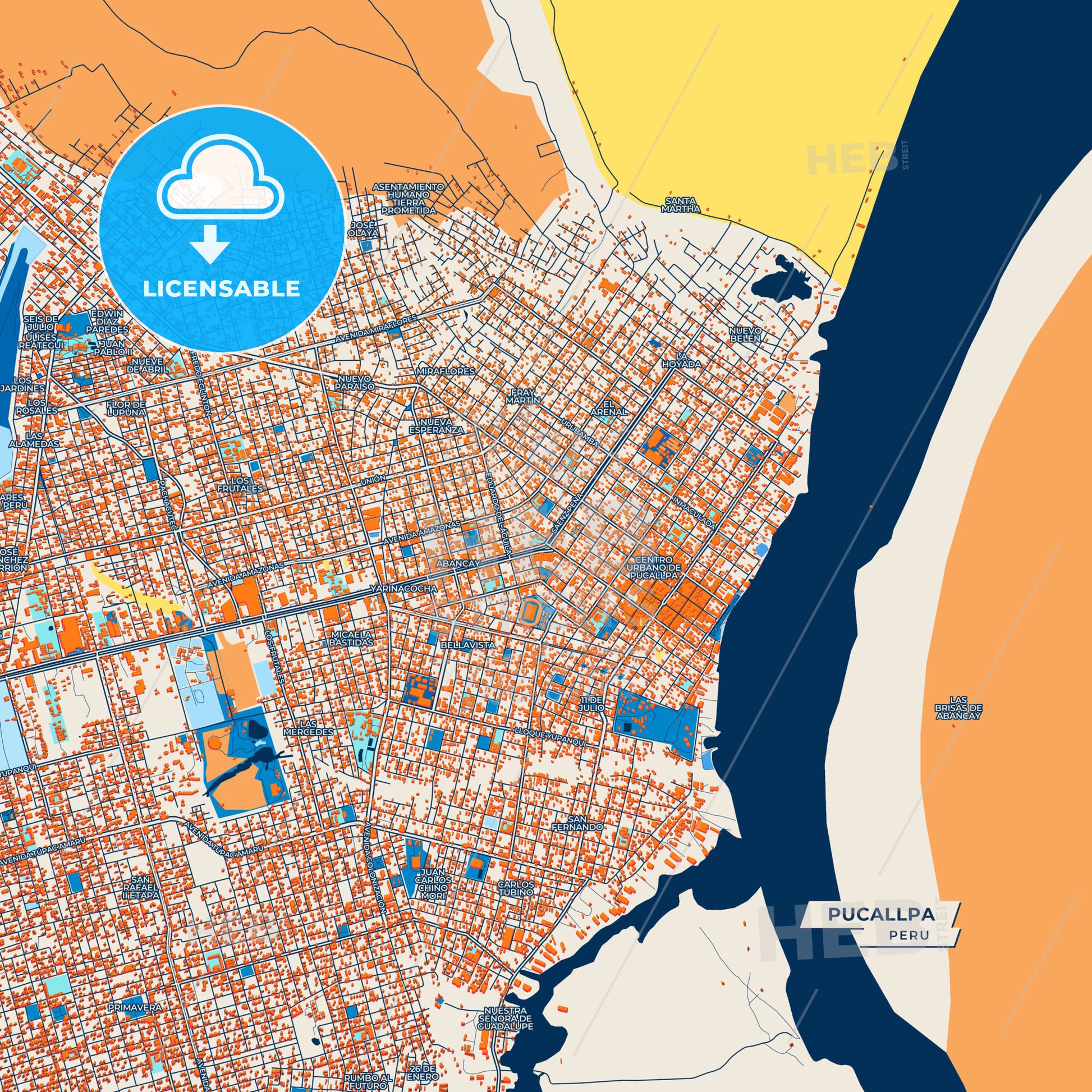 Canvas Print Template of Pucallpa Street Map