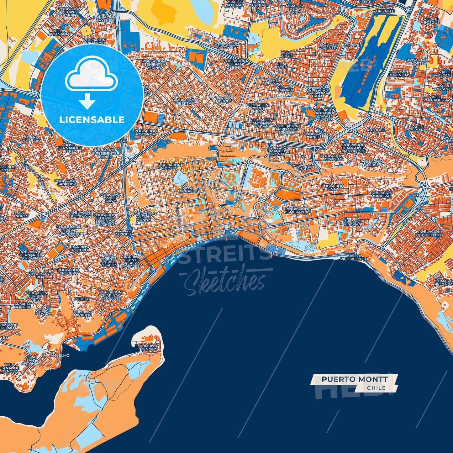 Canvas Print Template of Puerto Montt Street Map