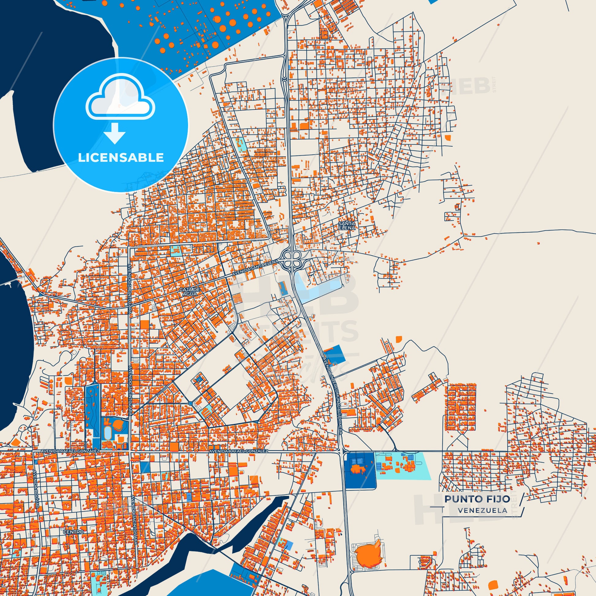 Canvas Print Template of Punto Fijo Street Map