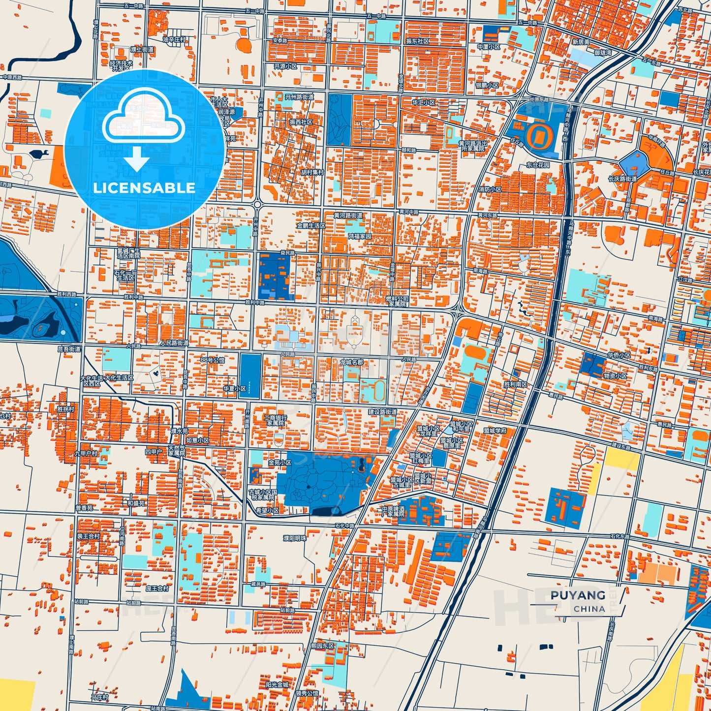 Canvas Print Template of Puyang Street Map