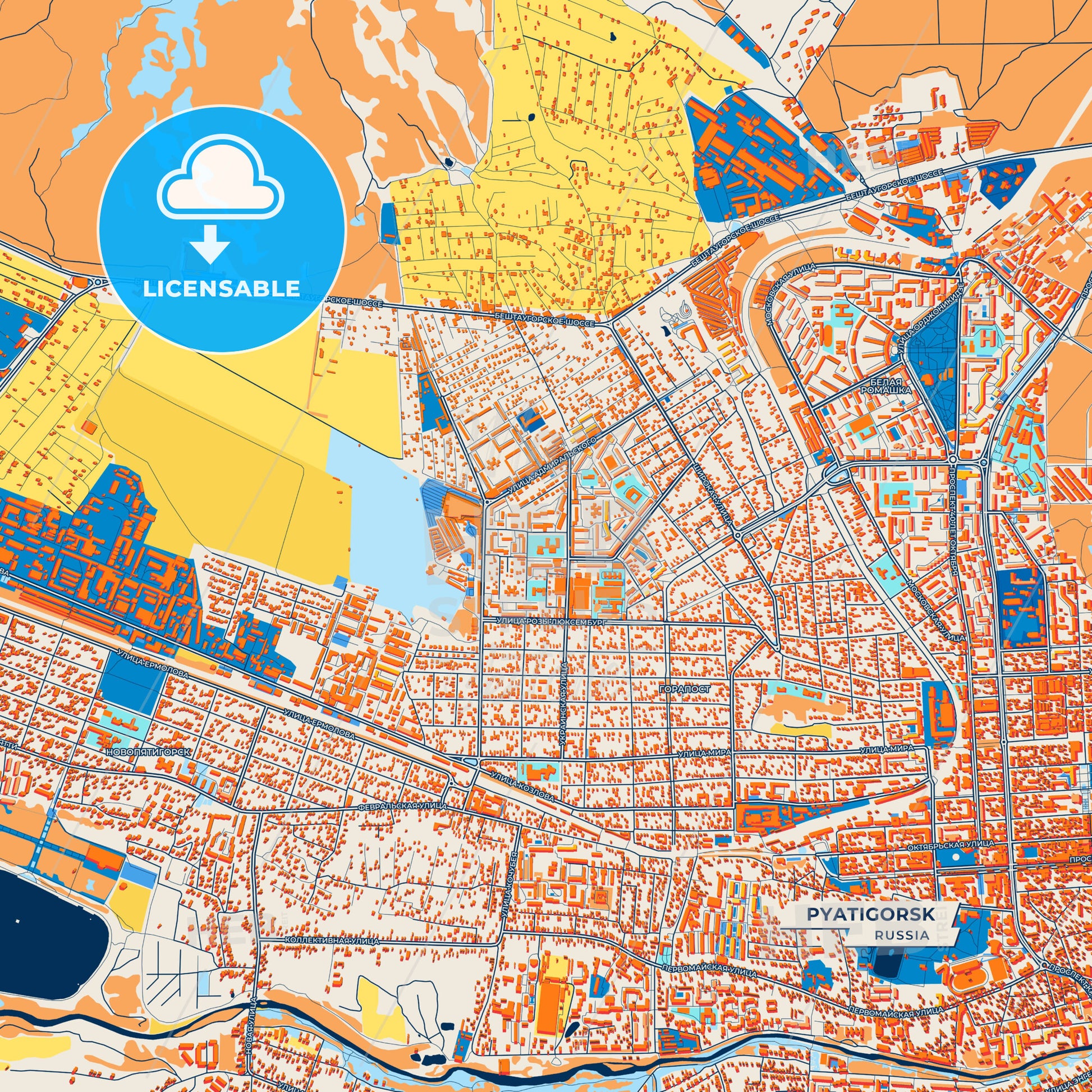 Canvas Print Template of Pyatigorsk Street Map