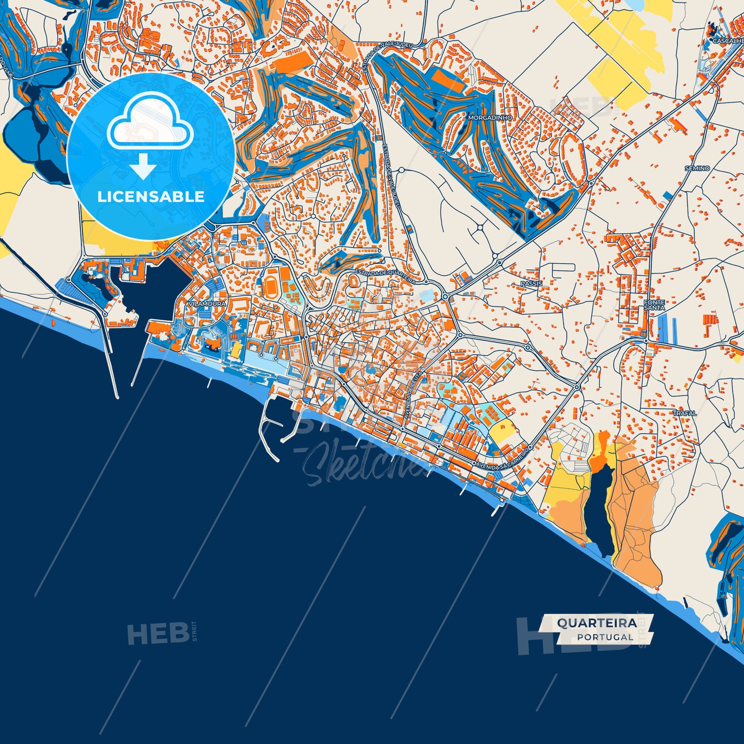 Canvas Print Template of Quarteira Street Map